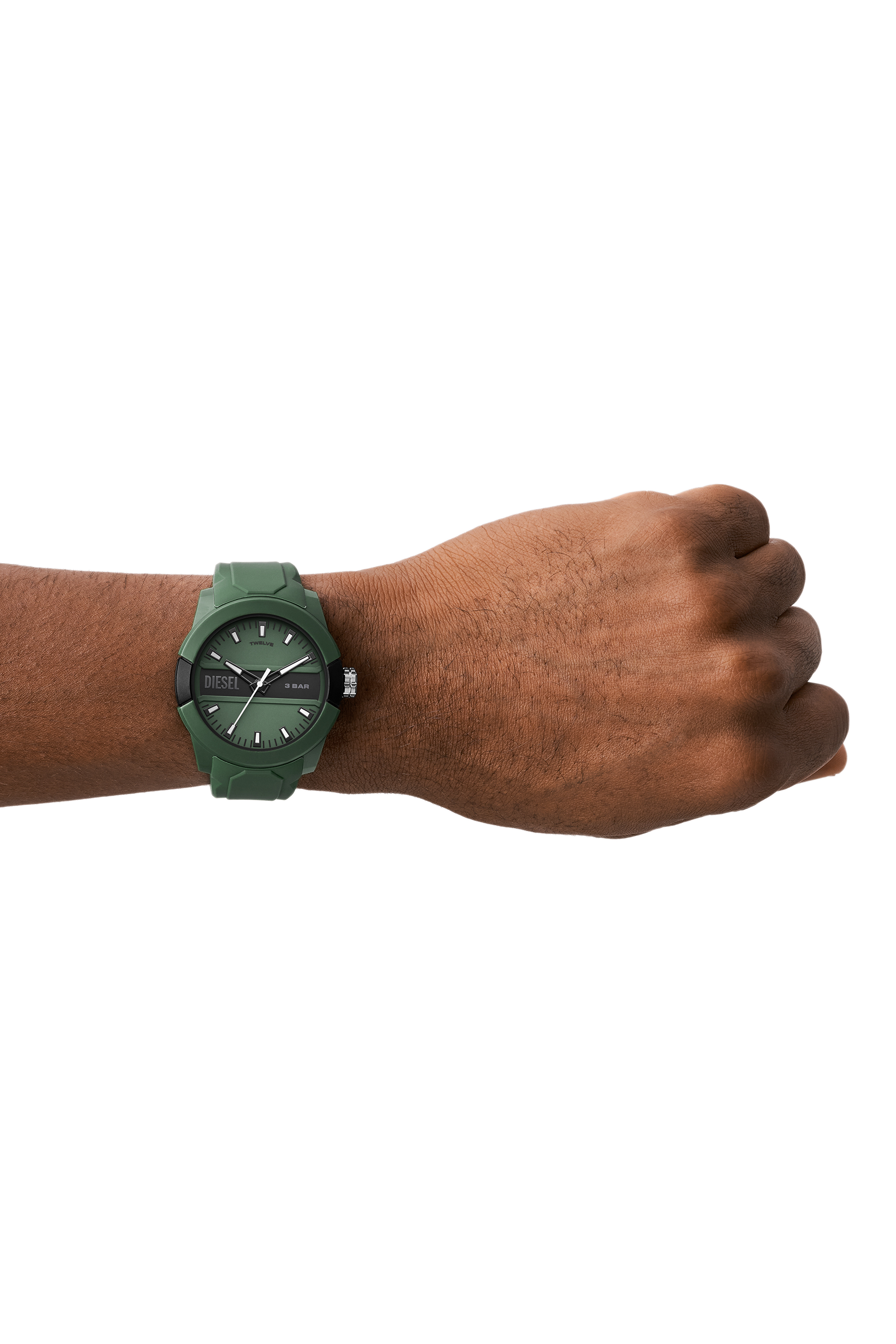 Diesel - DZ1983, Unisex's Double up three-hand green silicone watch in Green - 4