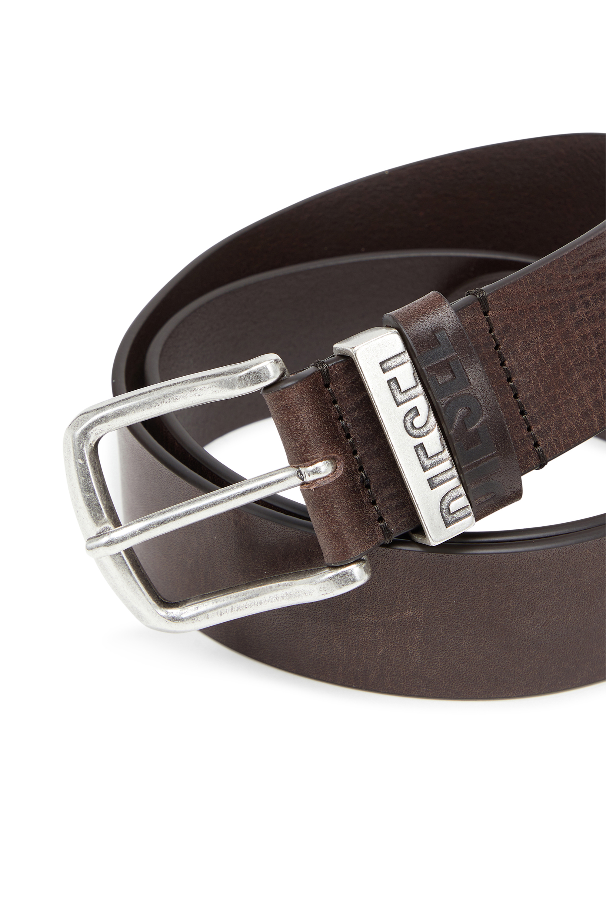 Diesel - B-VISIBLE, Ceinture 3.9 cm avec passants contrast&eacute;s Homme in Marron - 3