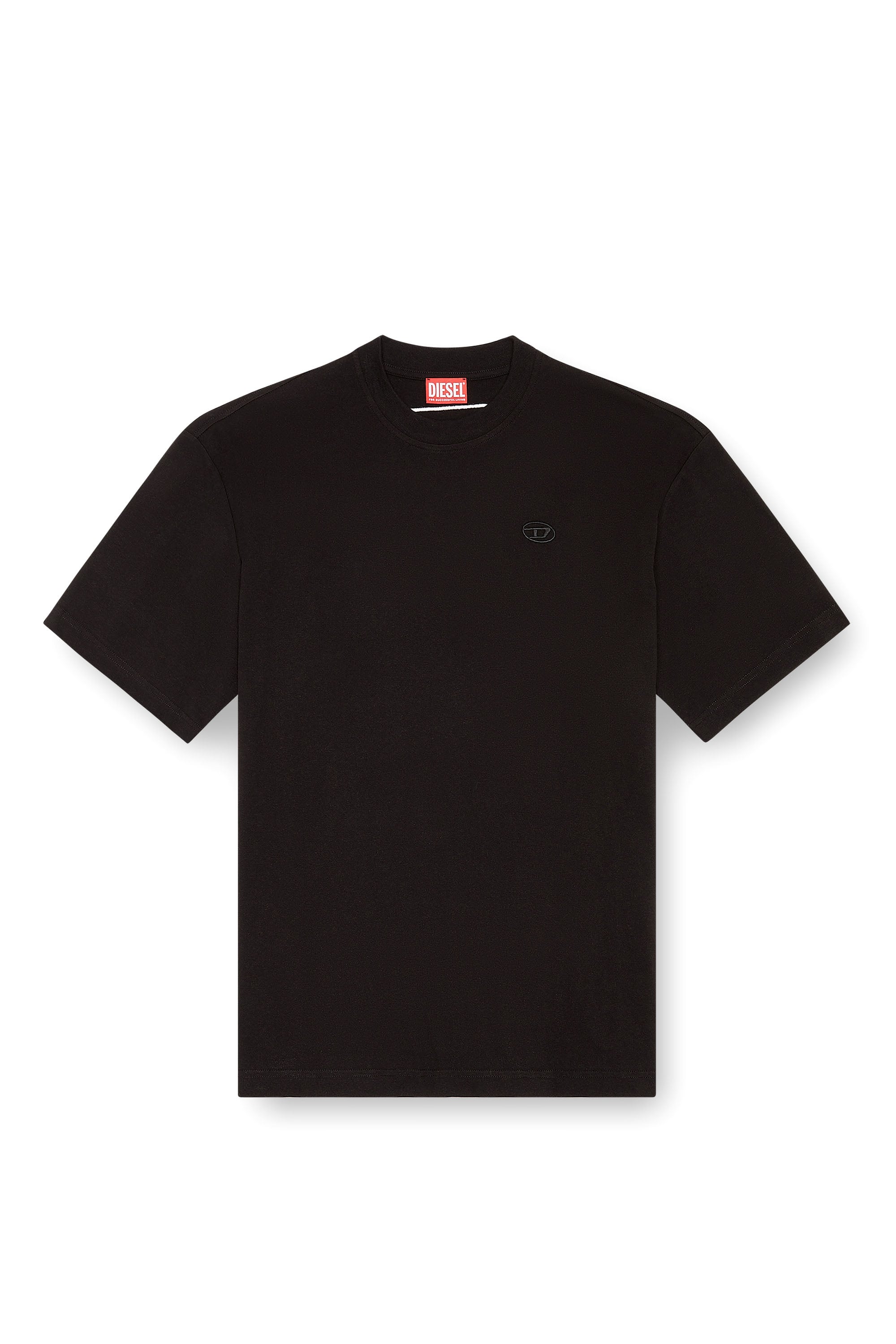 Diesel - T-BOGGY-MEGOVAL-D, T-shirt con maxi-ricamo oval D Uomo in Nero - 3
