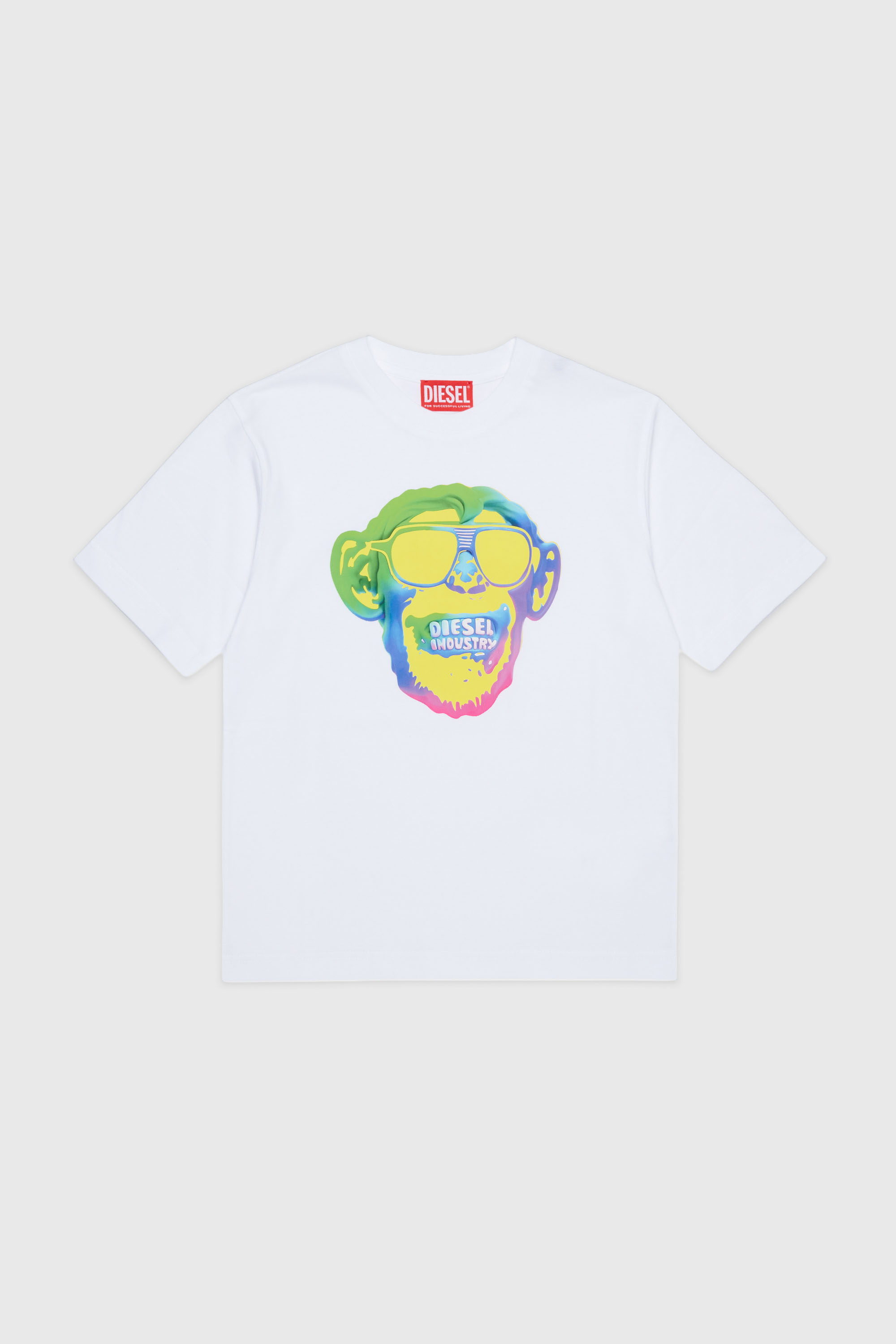 Diesel - TMONKEY OVER, T-shirt avec imprim&eacute; singe Homme in Blanc - 1