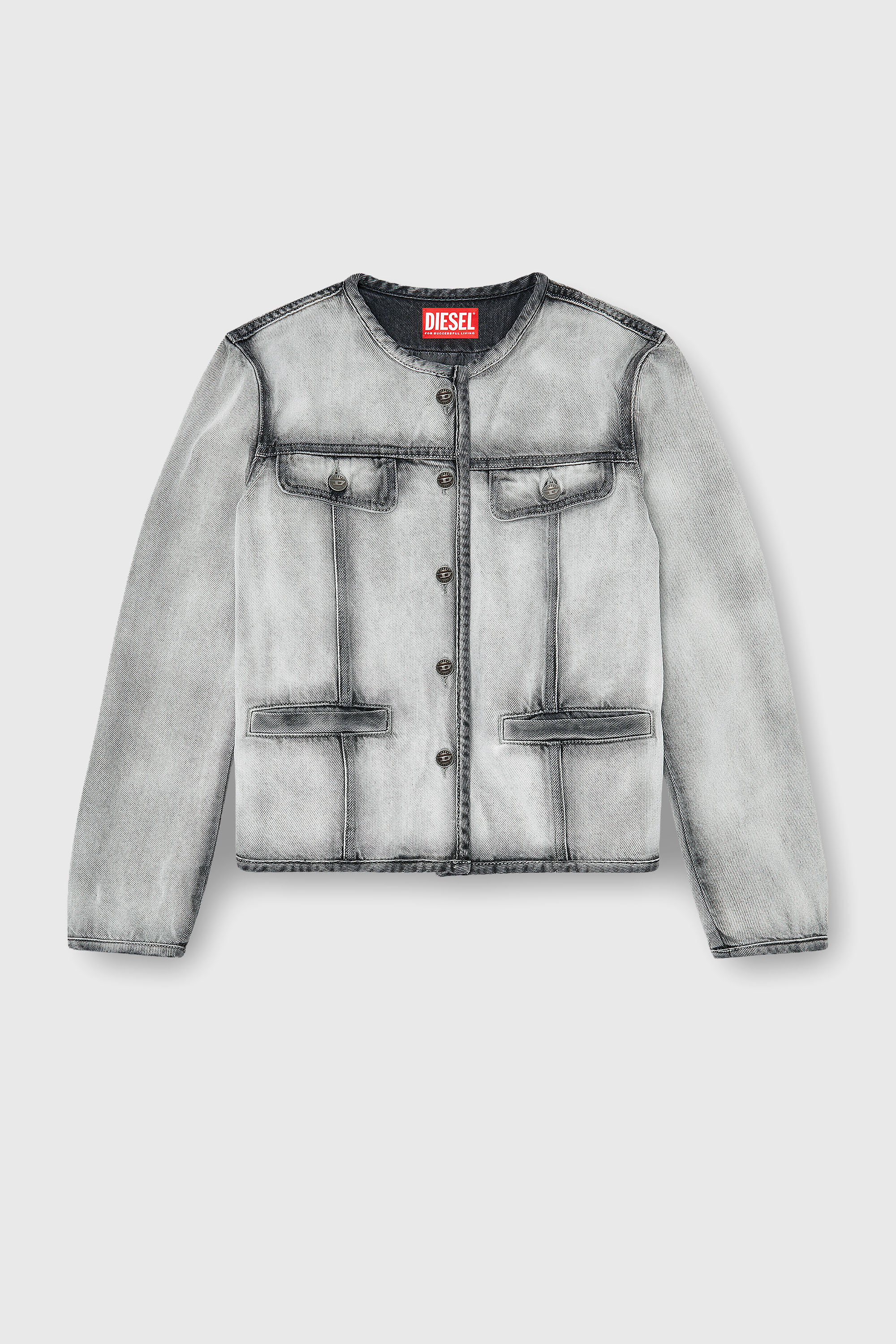 Diesel - DE-GRAFY-FSI, Damen Jacke aus weichem Skeleton-Denim in Grau - 2