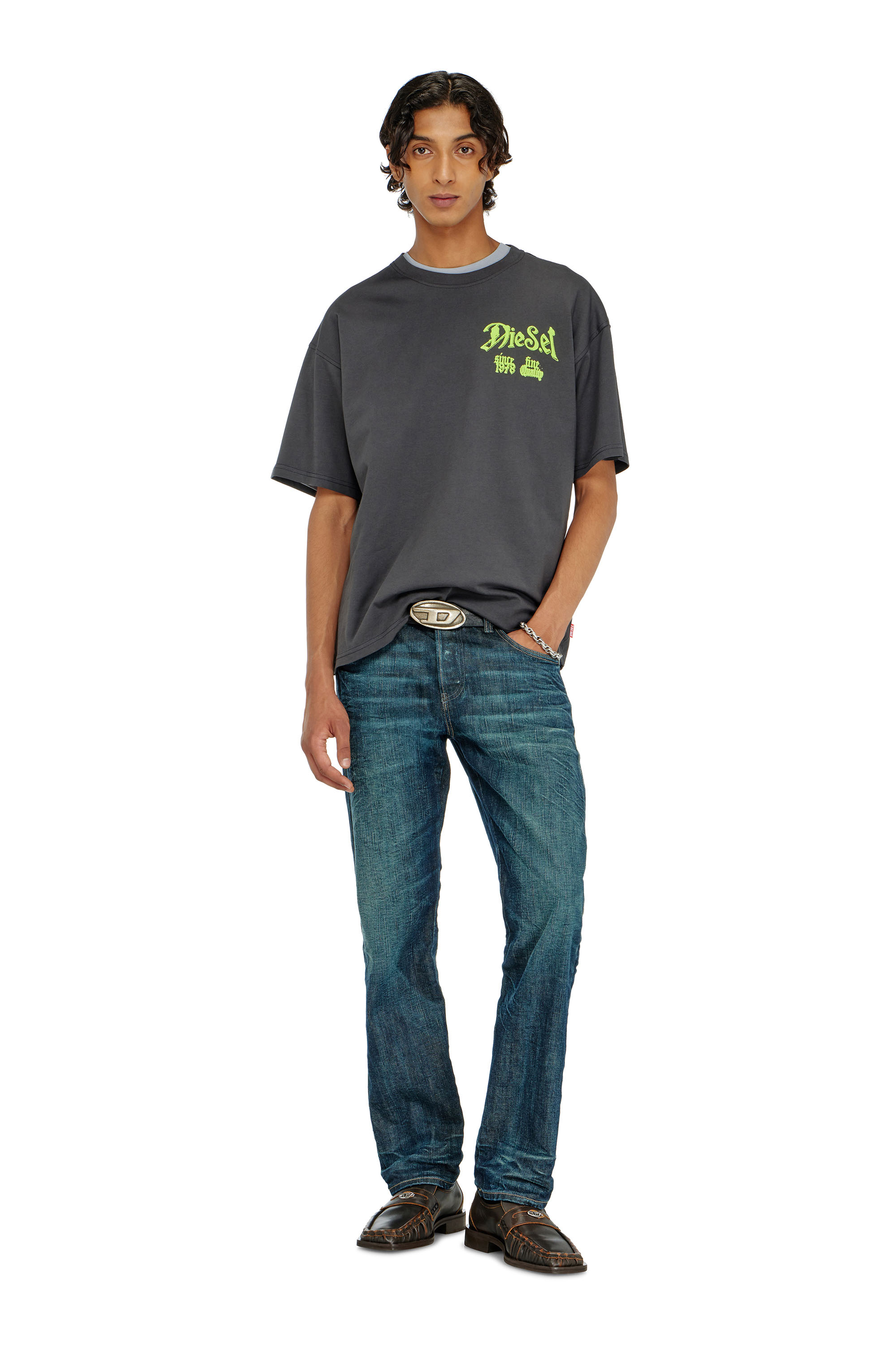 Diesel - T-BOXT-AA2, Herren Baumwoll-T-Shirt mit Flock-Print in Dunkelgrau - 2