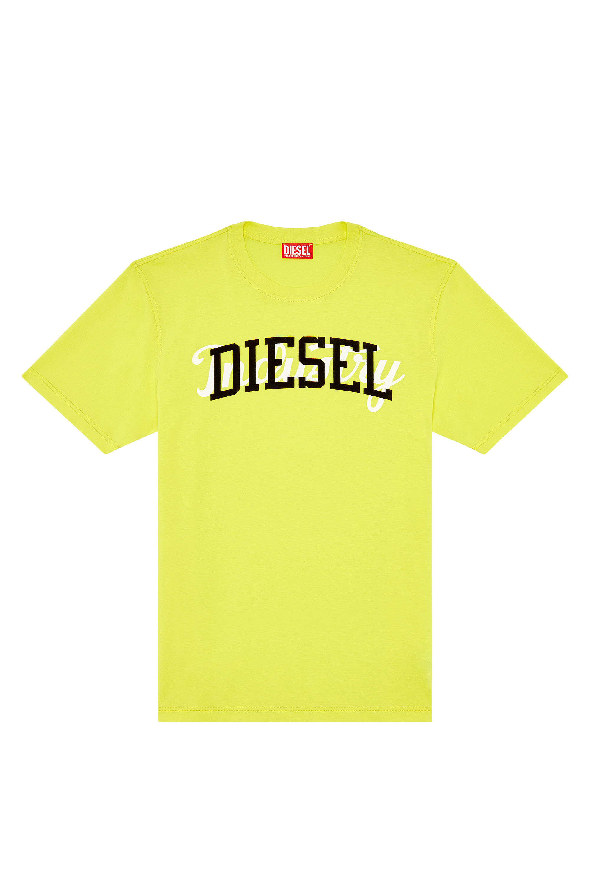 Diesel - T-JUST-N10, Man T-shirt with contrasting Diesel prints in Yellow - Image 3