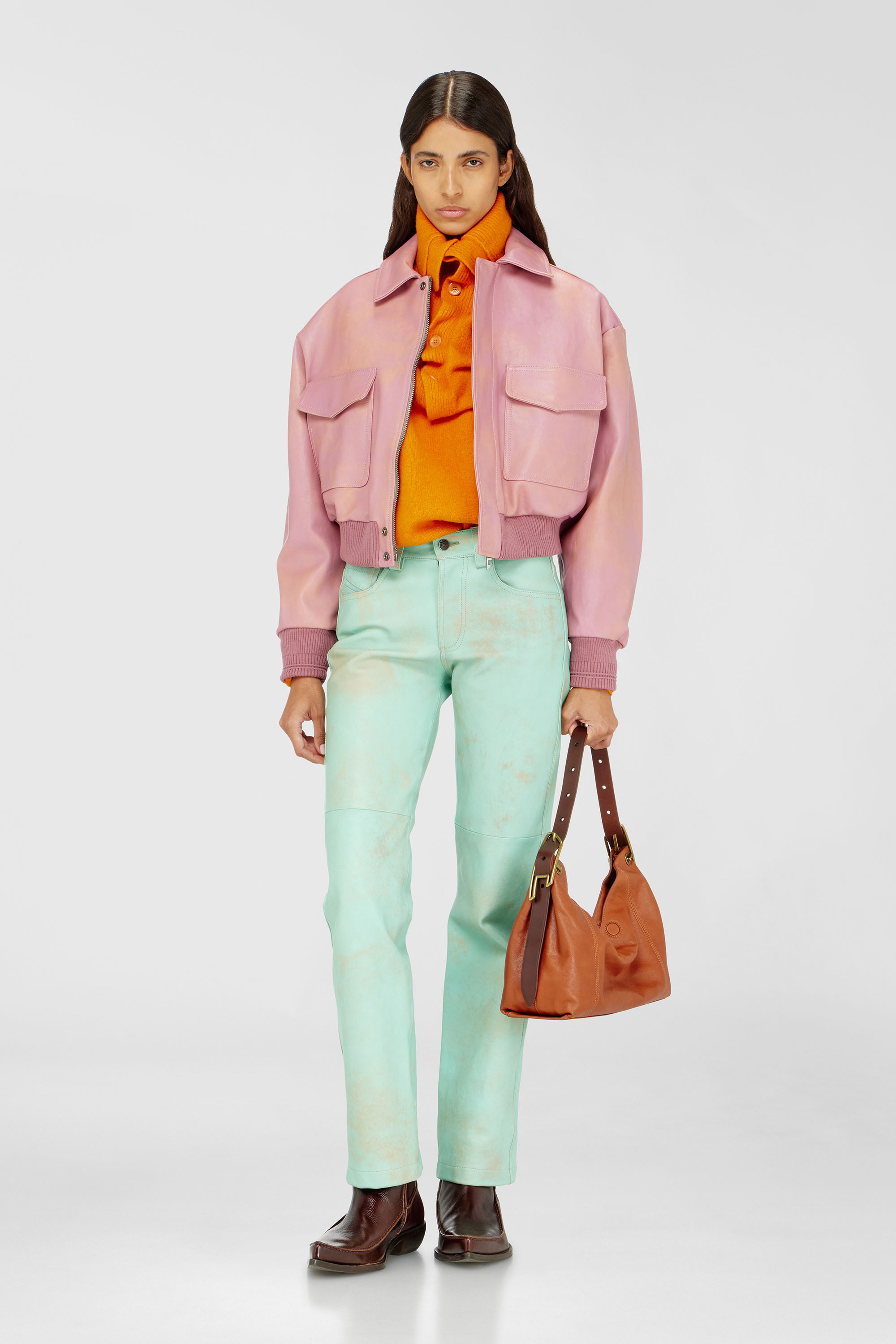 Diesel - D-LINE HOBO S, D-Line-Borsa a spalla in pelle lucida Donna in Marrone - 1