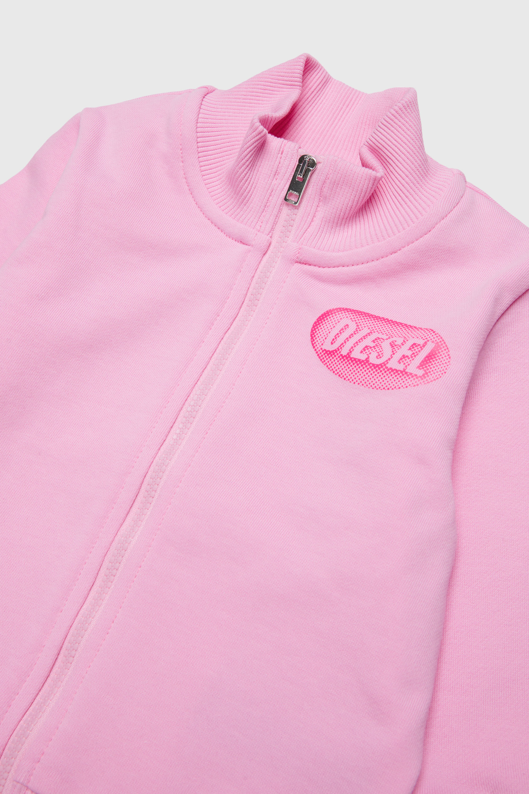 Diesel - SDSELZIPB, Felpa con zip e stampa logo Unisex in Rosa - 3