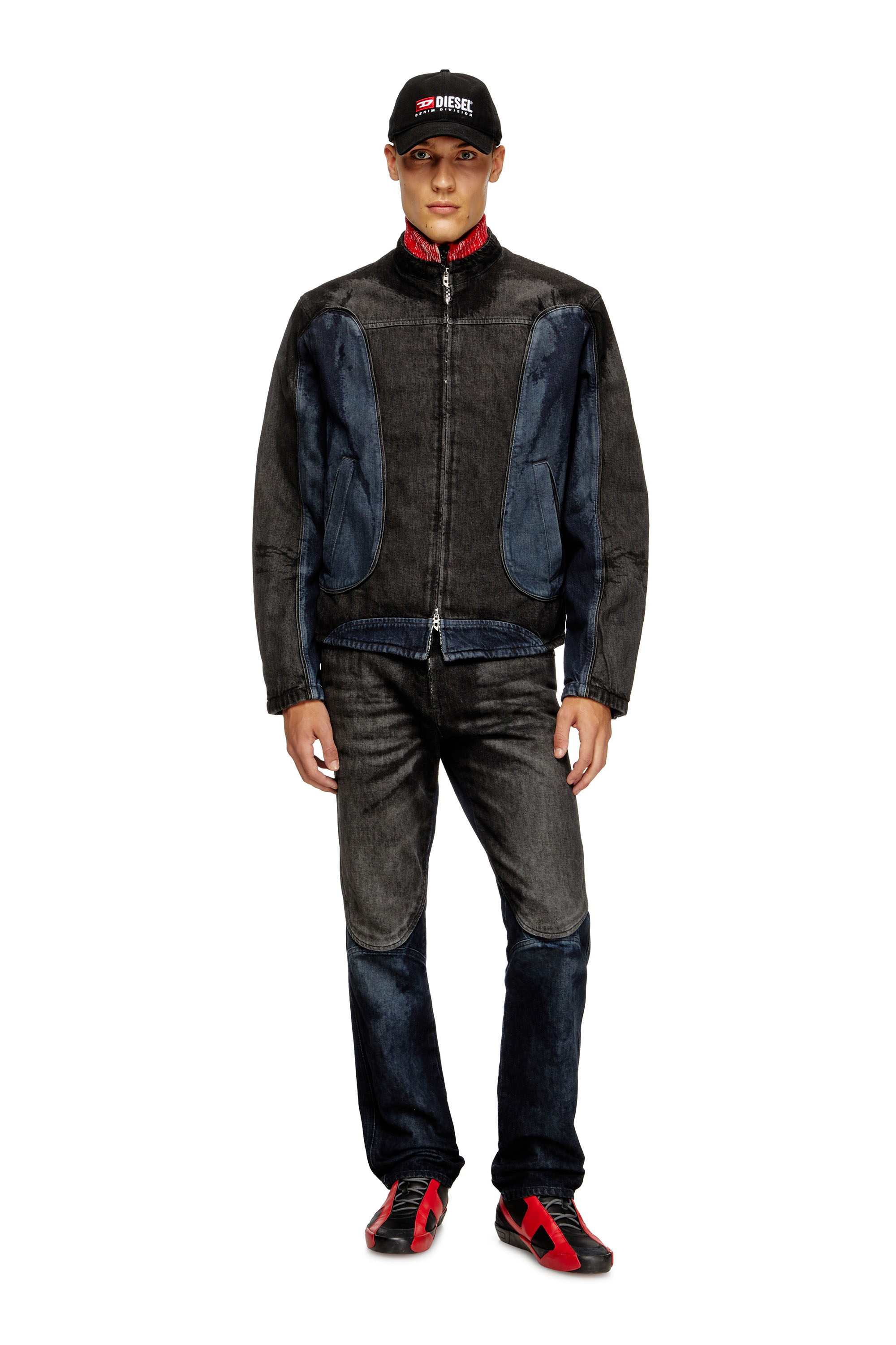 Diesel - D-BLENK-S, Giacca stile biker in denim bicolor Uomo in Multicolor - 2