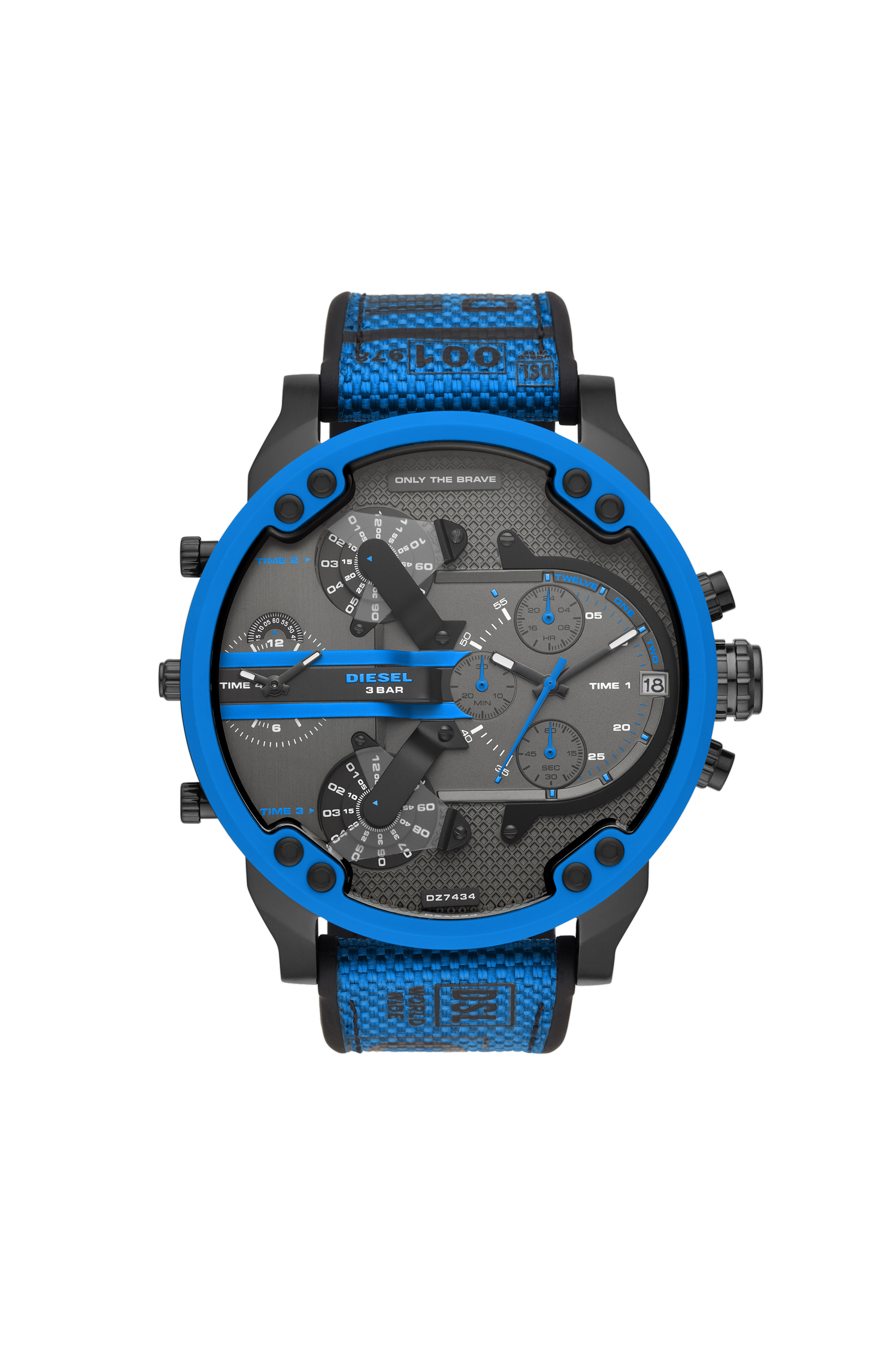 Diesel - DZ7434, Montre Mr. Daddy 2.0 chronographe en nylon et silicone bleu Homme in Polychrome - 1