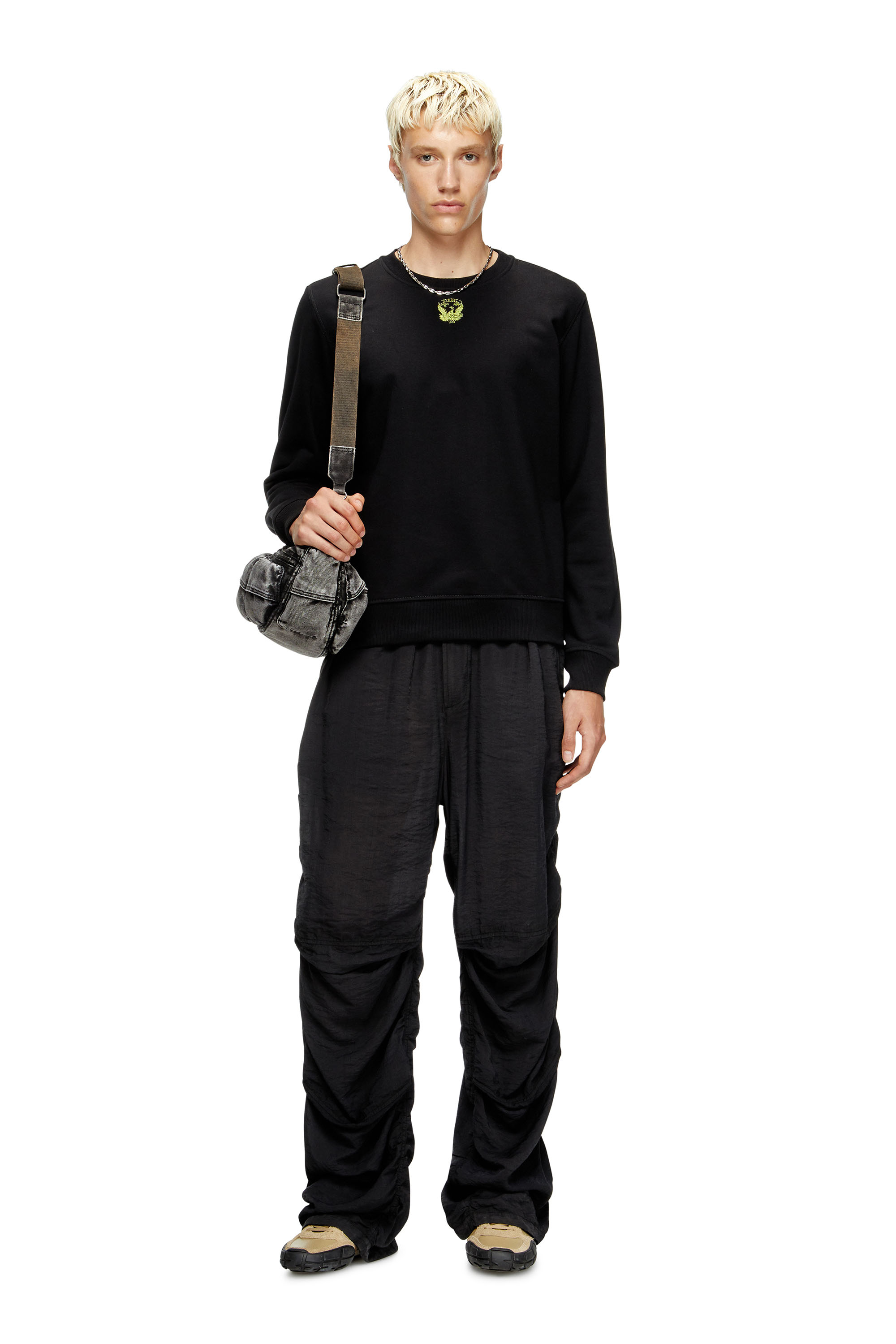 Diesel - S-GINN-T1, Sweat-shirt avec phénix brodé Homme in Noir - 3