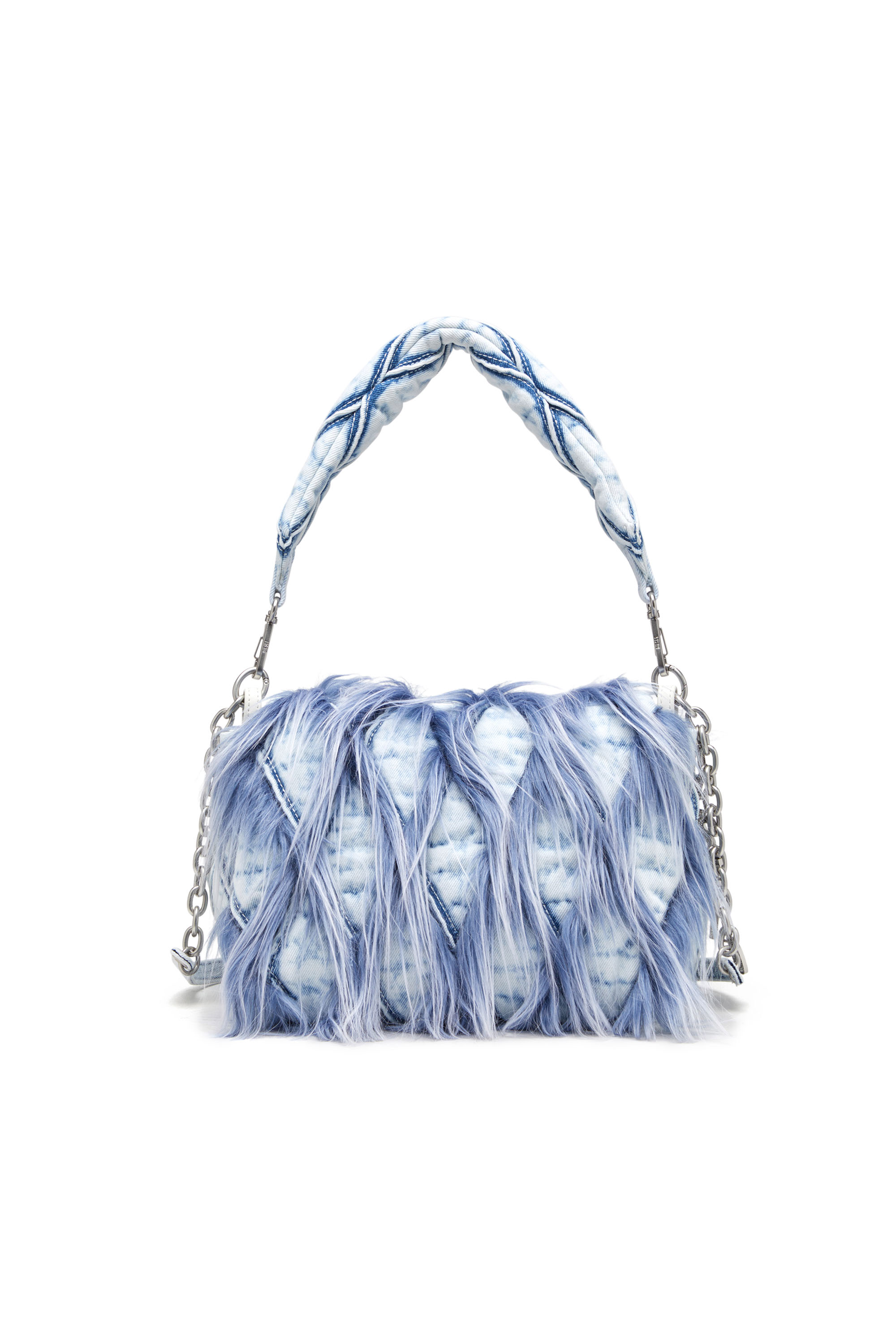 Diesel - CHARM-D SHOULDER M, Charm-D M-Borsa a spalla in denim e pelliccia sintetica Donna in Blu - 1