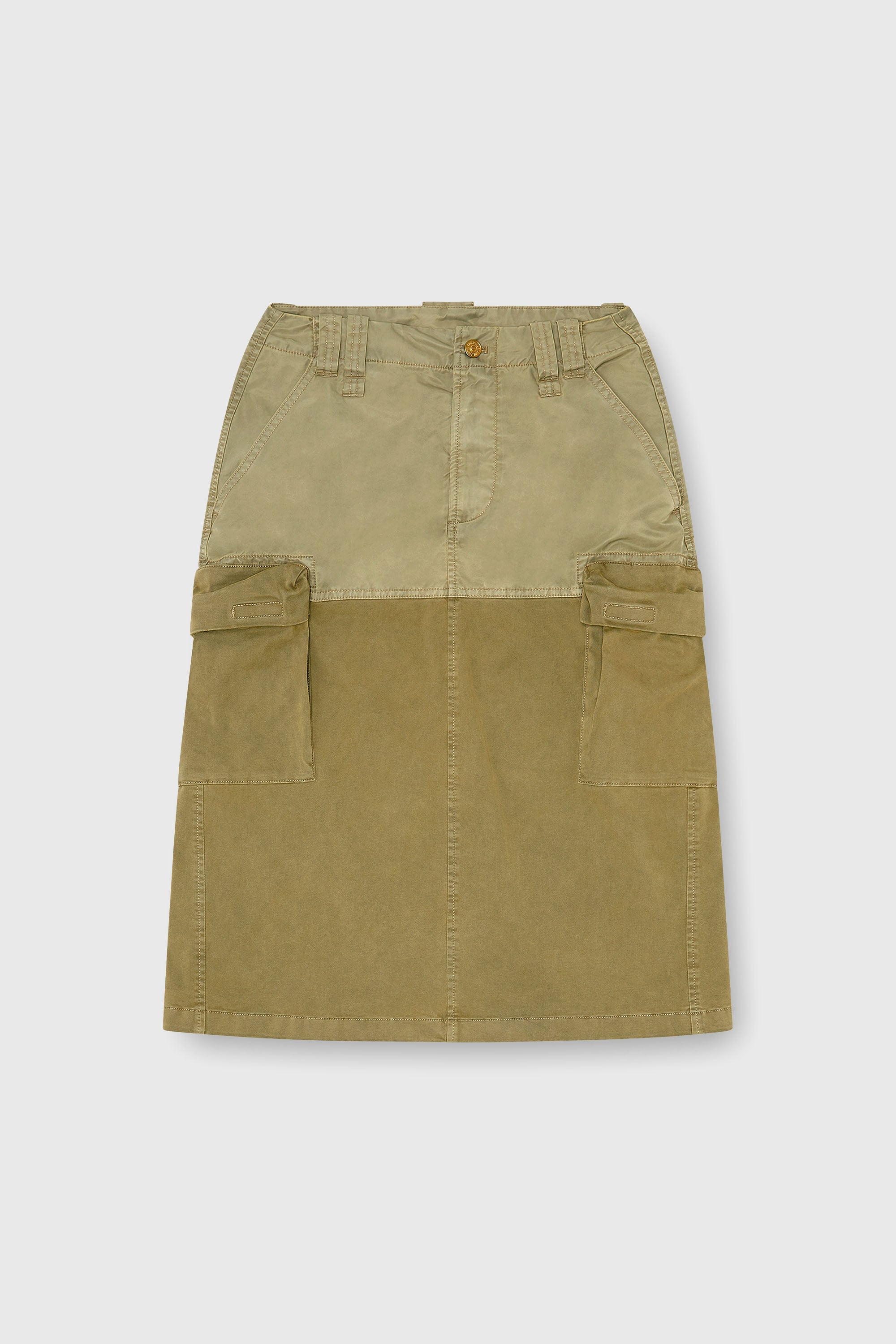 Diesel - O-DELE, Jupe cargo midi en coton et nylon Femme in Vert - 2