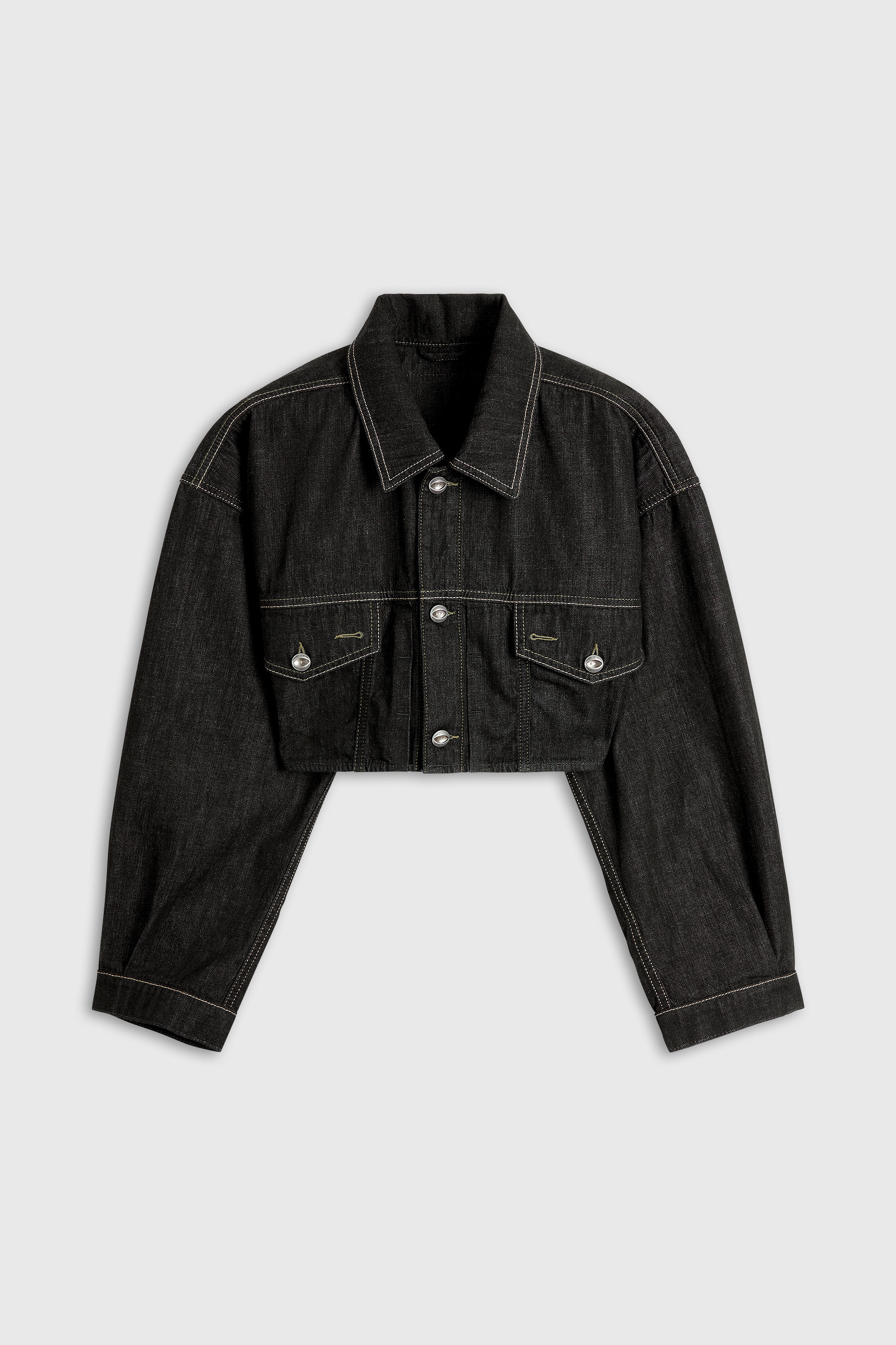 Diesel - DE-MALLEY, Giacca trucker oversized cropped in denim rinse Donna in Nero - 2