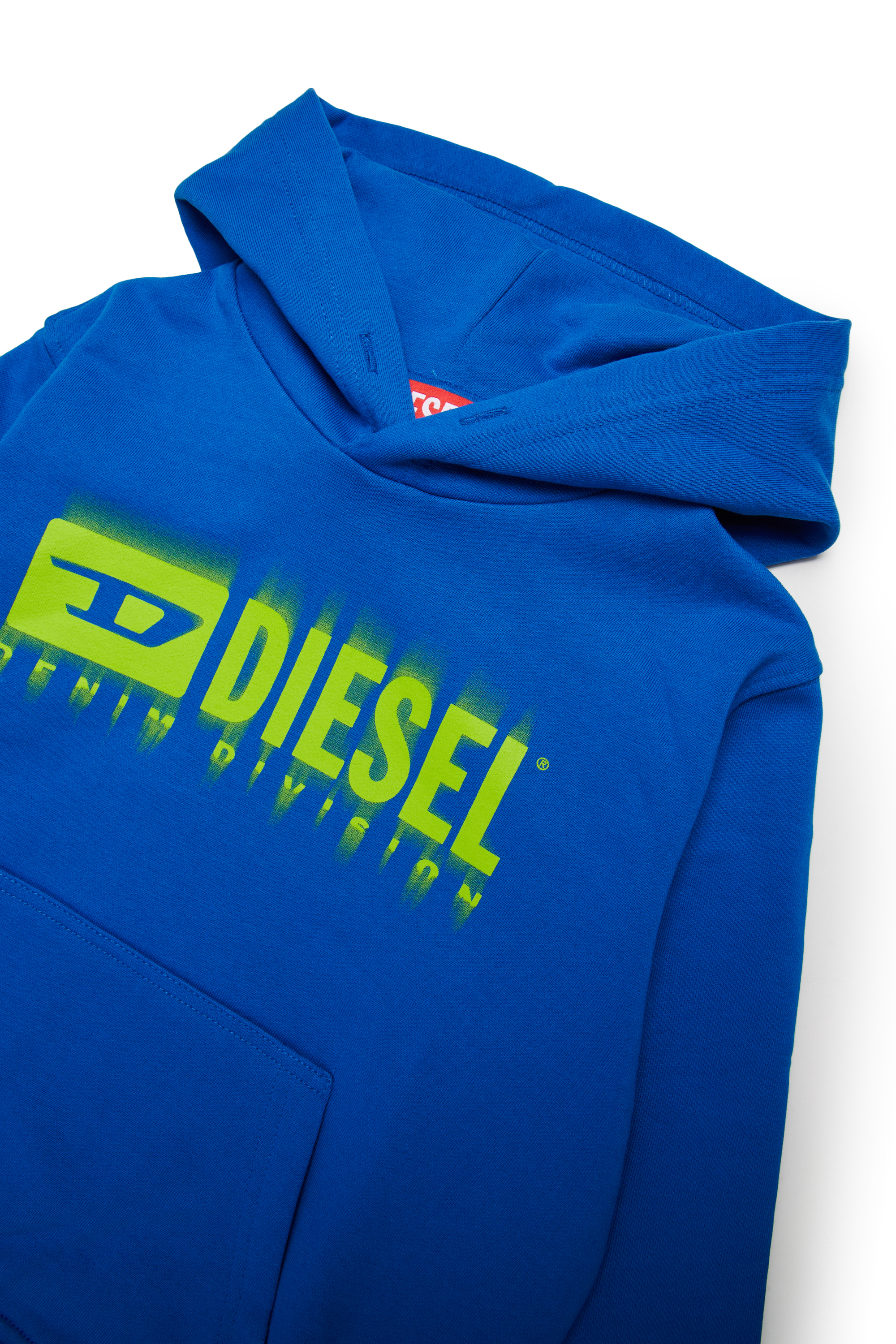 Diesel - SGINNHOODL5 OVER, Felpa con cappuccio e logo sbavato Uomo in Blu - 3