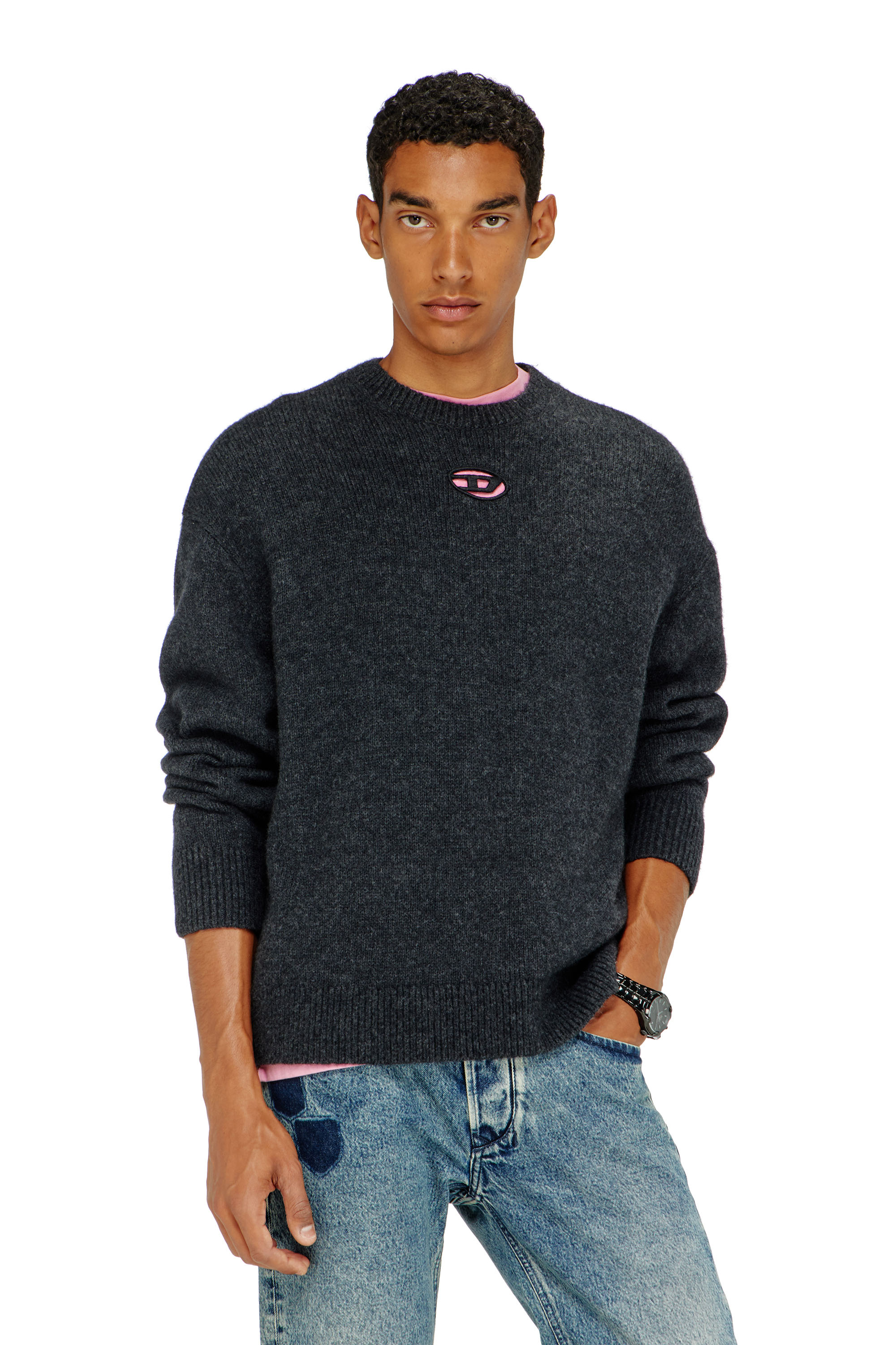 Diesel - K-AREESO, Pull en m&eacute;lange de laine et alpaga Homme in Noir - 1