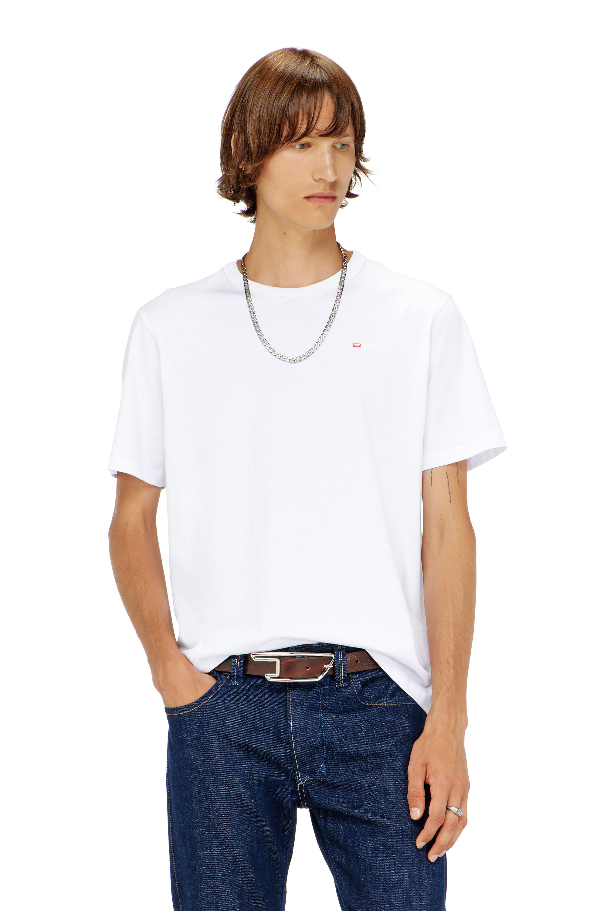 Diesel - T-ADJUST-MICRODIV, T-shirt avec logo micro-brod&eacute; Mixte in Blanc - 1