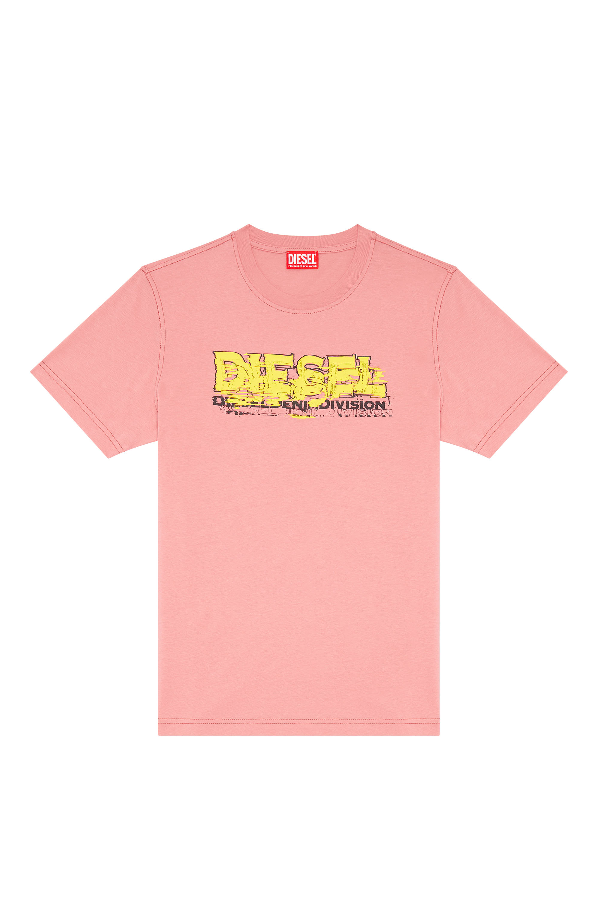 Diesel - T-DIEGOR-K70, T-shirt avec logo glitch Homme in Rose - 1