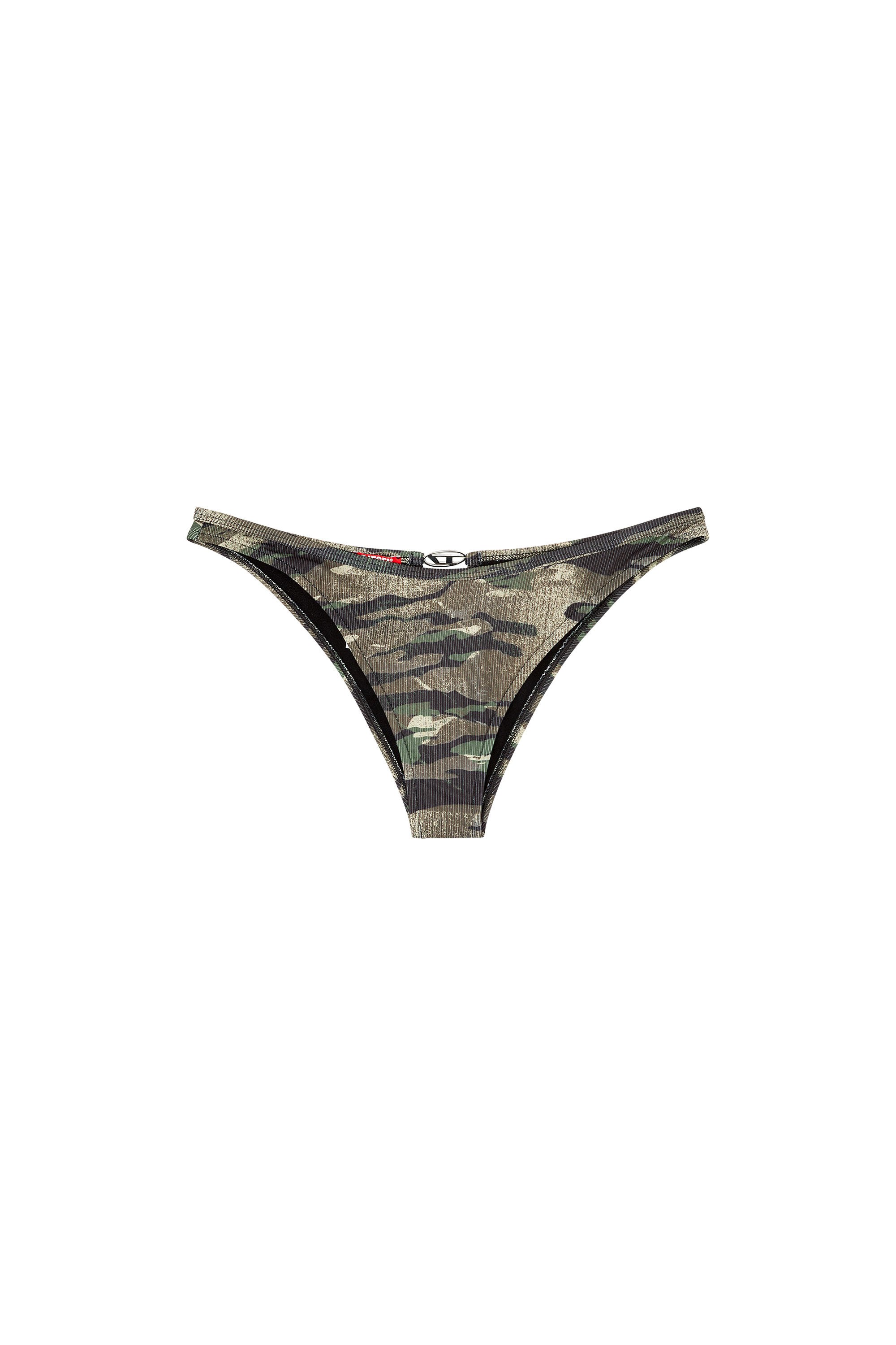 Diesel - BFPN-UT-PANTIES, Femme Culotte de bain côtelée avec imprimé camouflage in Vert - Image 4