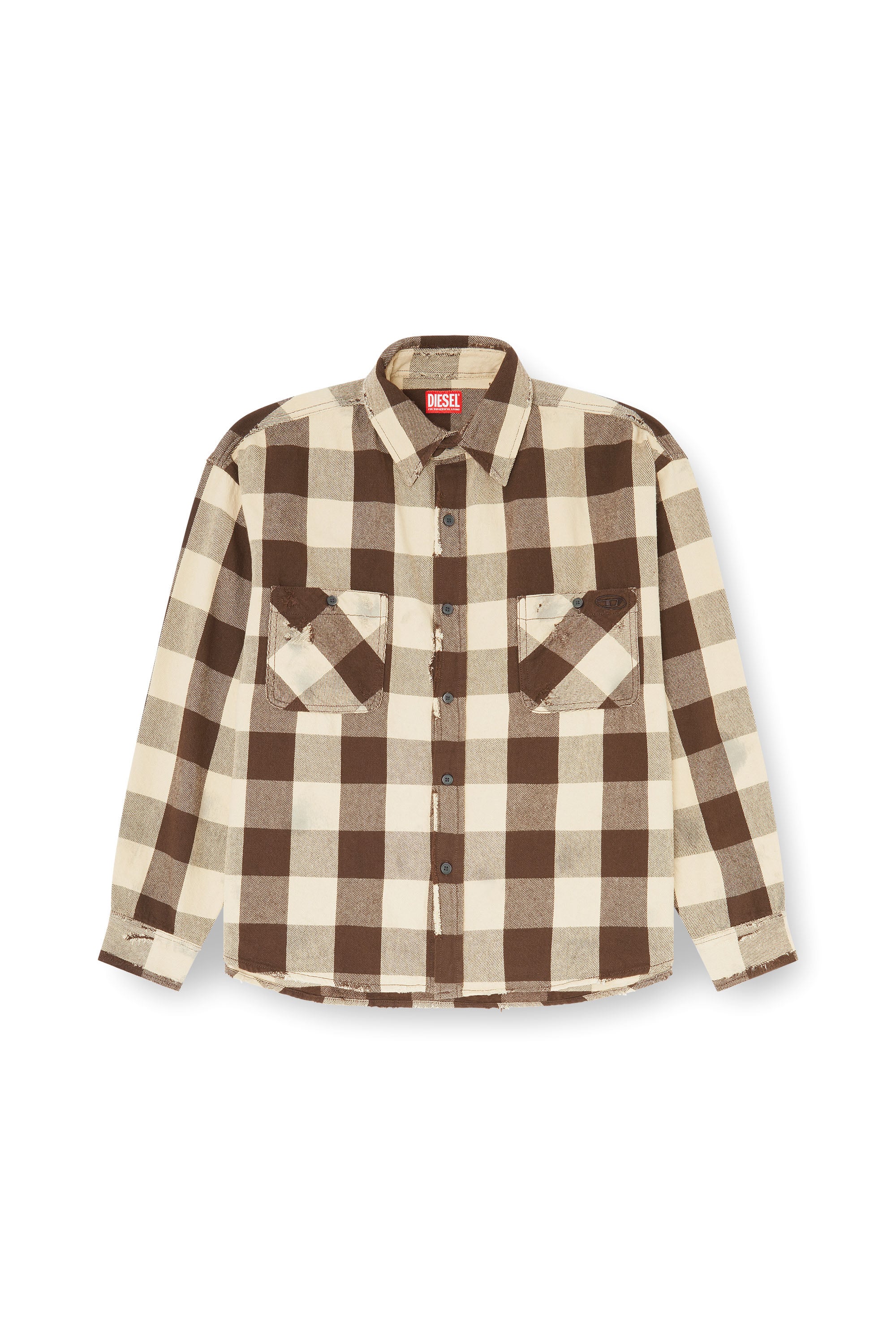 Diesel - S-DRUM, Camicia in flanella a quadri effetto distressed Uomo in ToBeDefined - 3