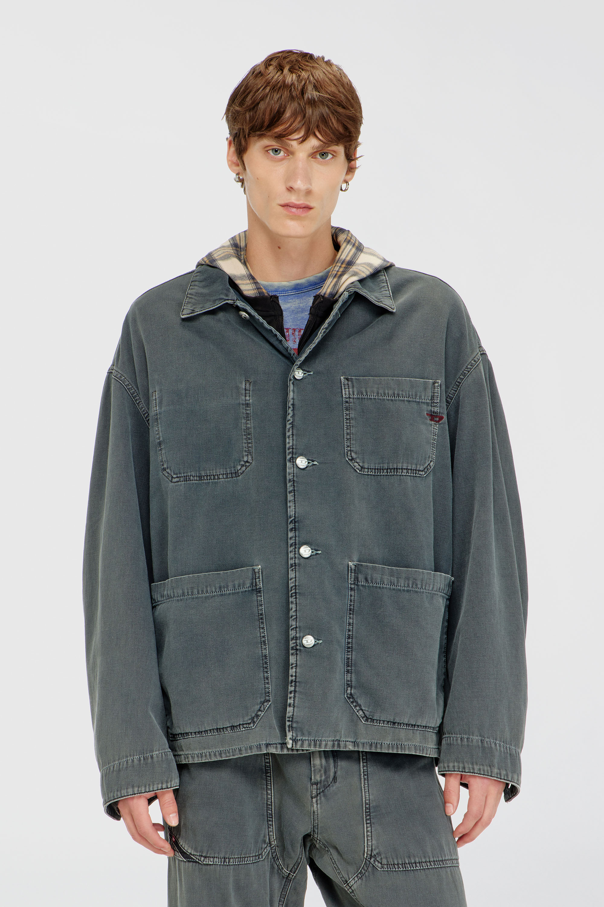 Diesel - D-STACK-U, Unisex's Utility-style jacket in coloured denim in Grey - 1