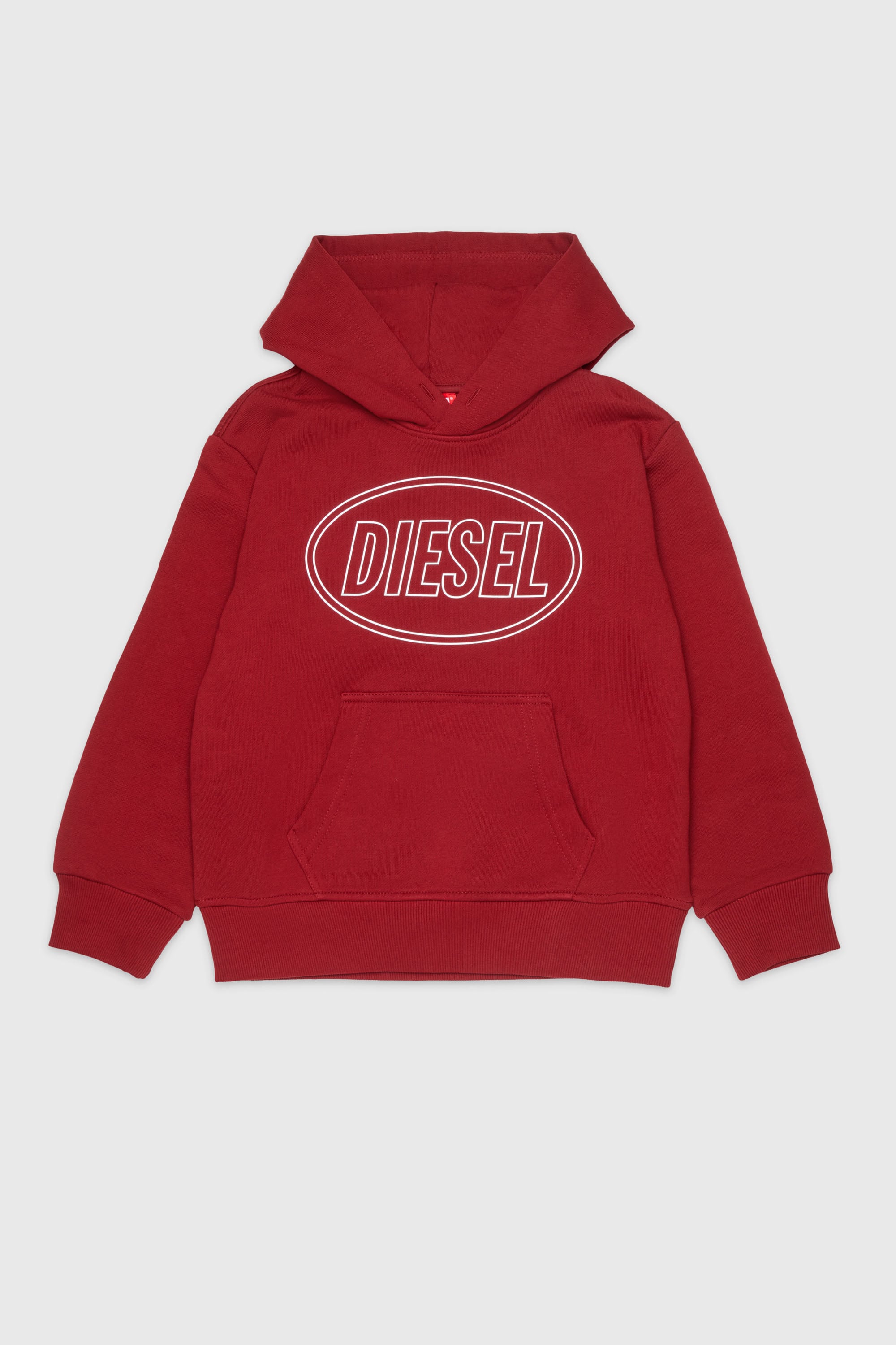 Diesel - SCIRCLEHOOD OVER, Sweat &agrave; capuche avec imprim&eacute; logo Diesel Homme in Rouge - 1