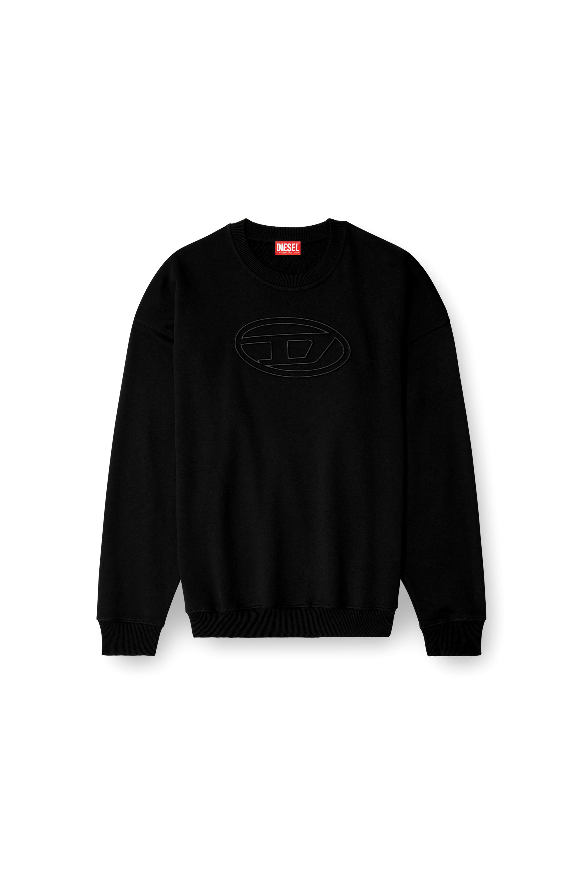 Diesel - S-MART-BIGOVAL, Herren Sweatshirt mit Oval D-Prägung in Schwarz - 3