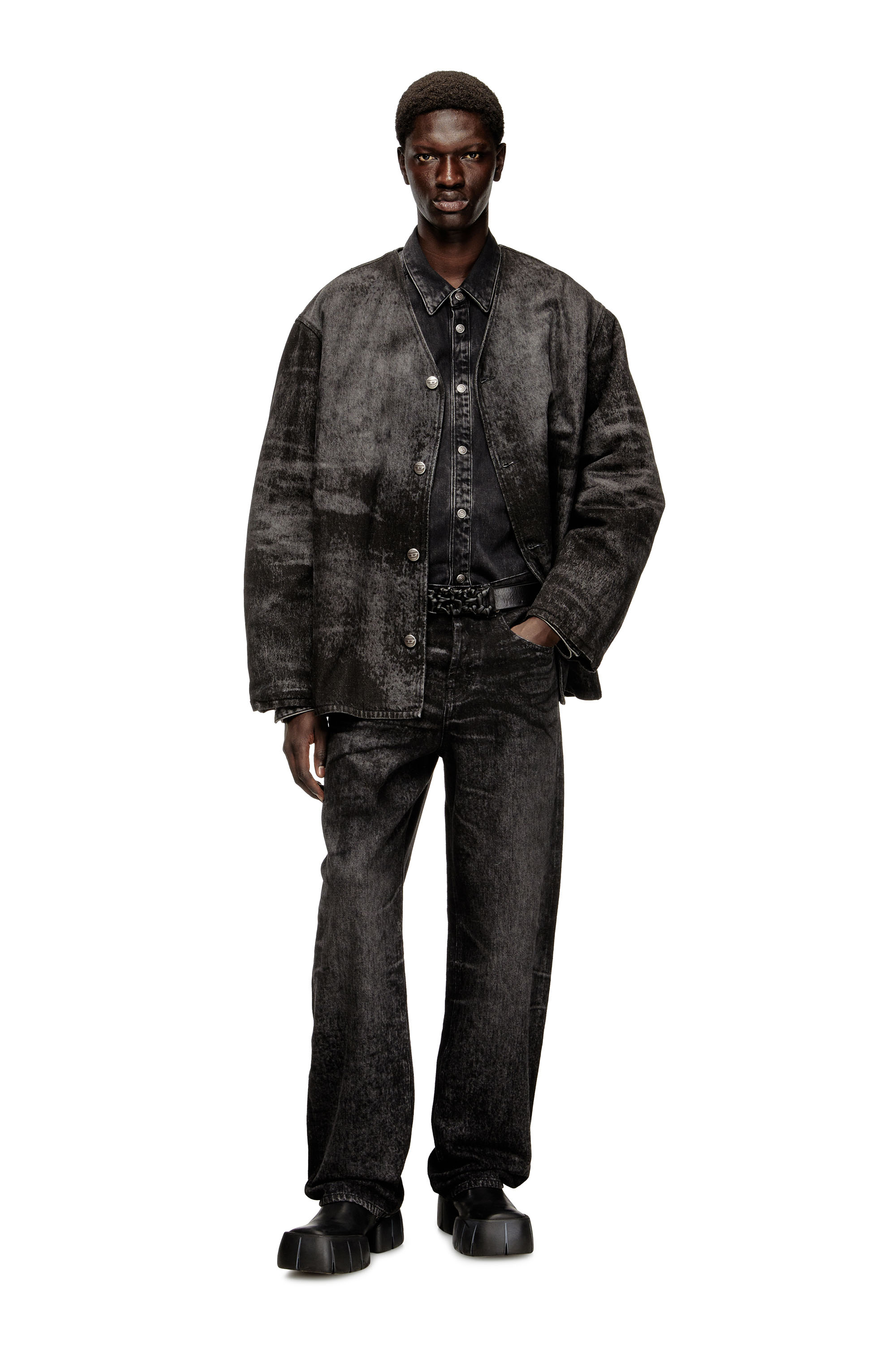 Diesel - Herren Relaxed Jeans 2001 D-Macro 007DB, Schwarz/Dunkelgrau - 2