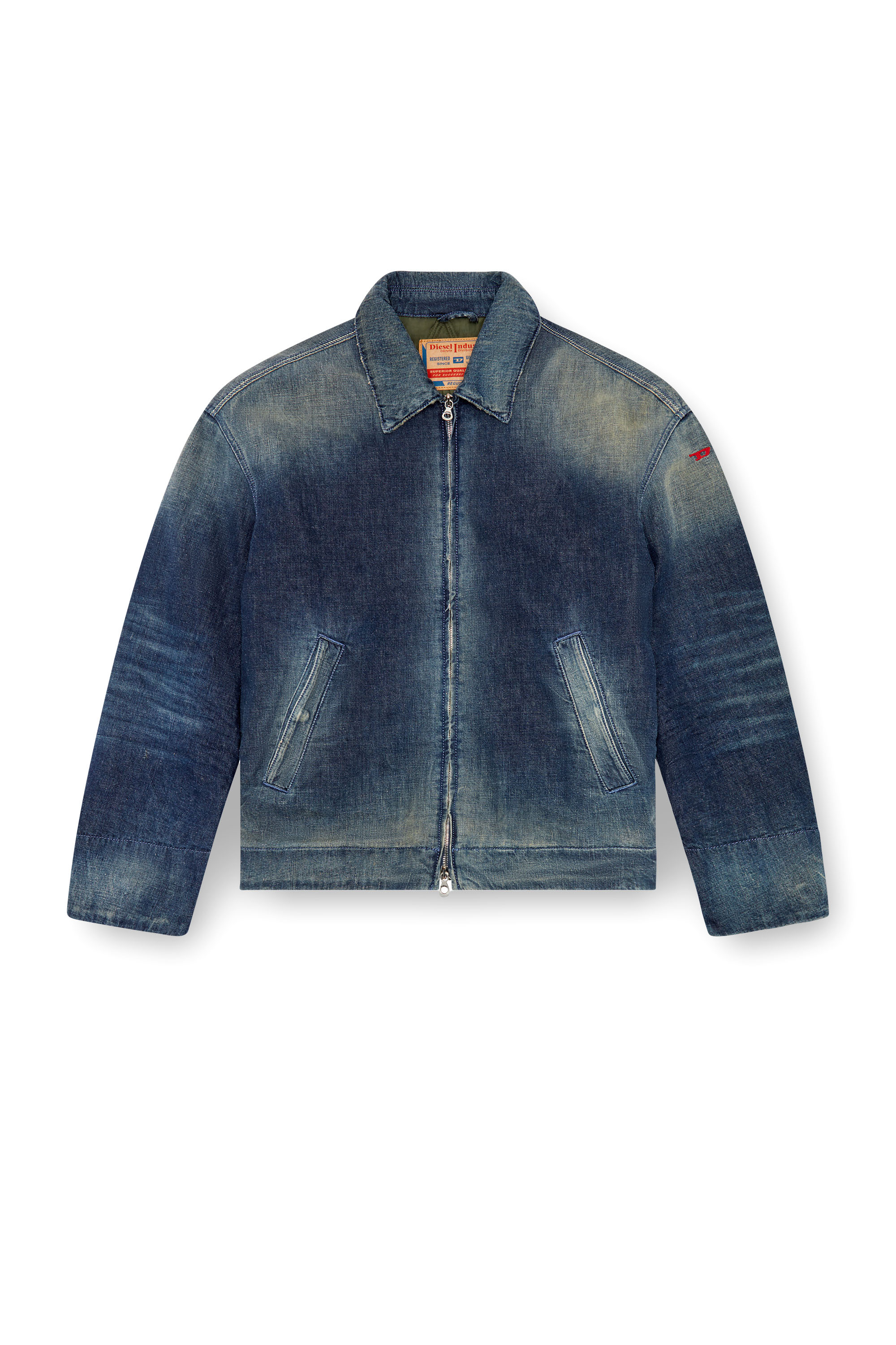 Diesel - D-STACK, Veste matelassée en denim style utilitaire Homme in Bleu - 3