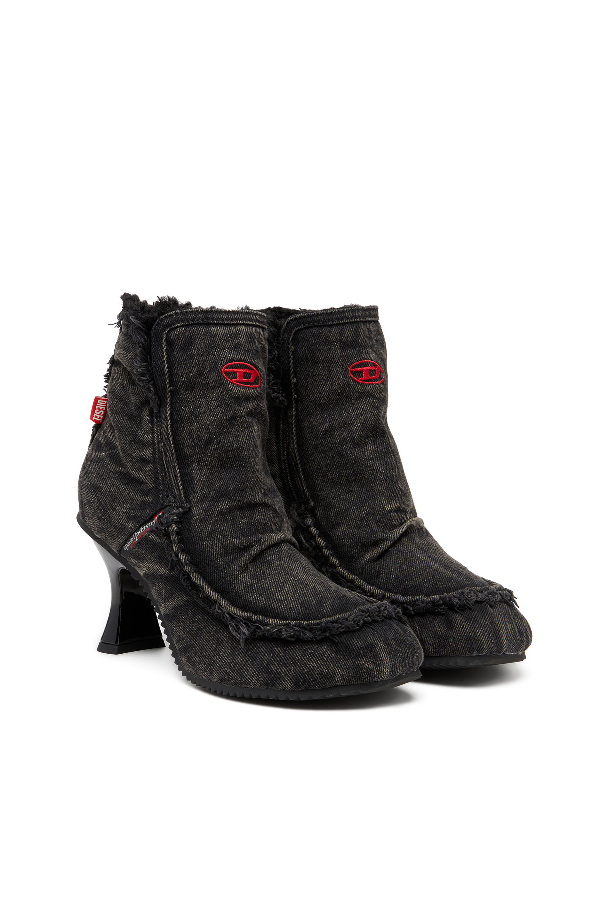Diesel - D-WOODSTOCK HEEL AB, D-Woodstock - Stivali in denim con tacco Donna in Nero - 3