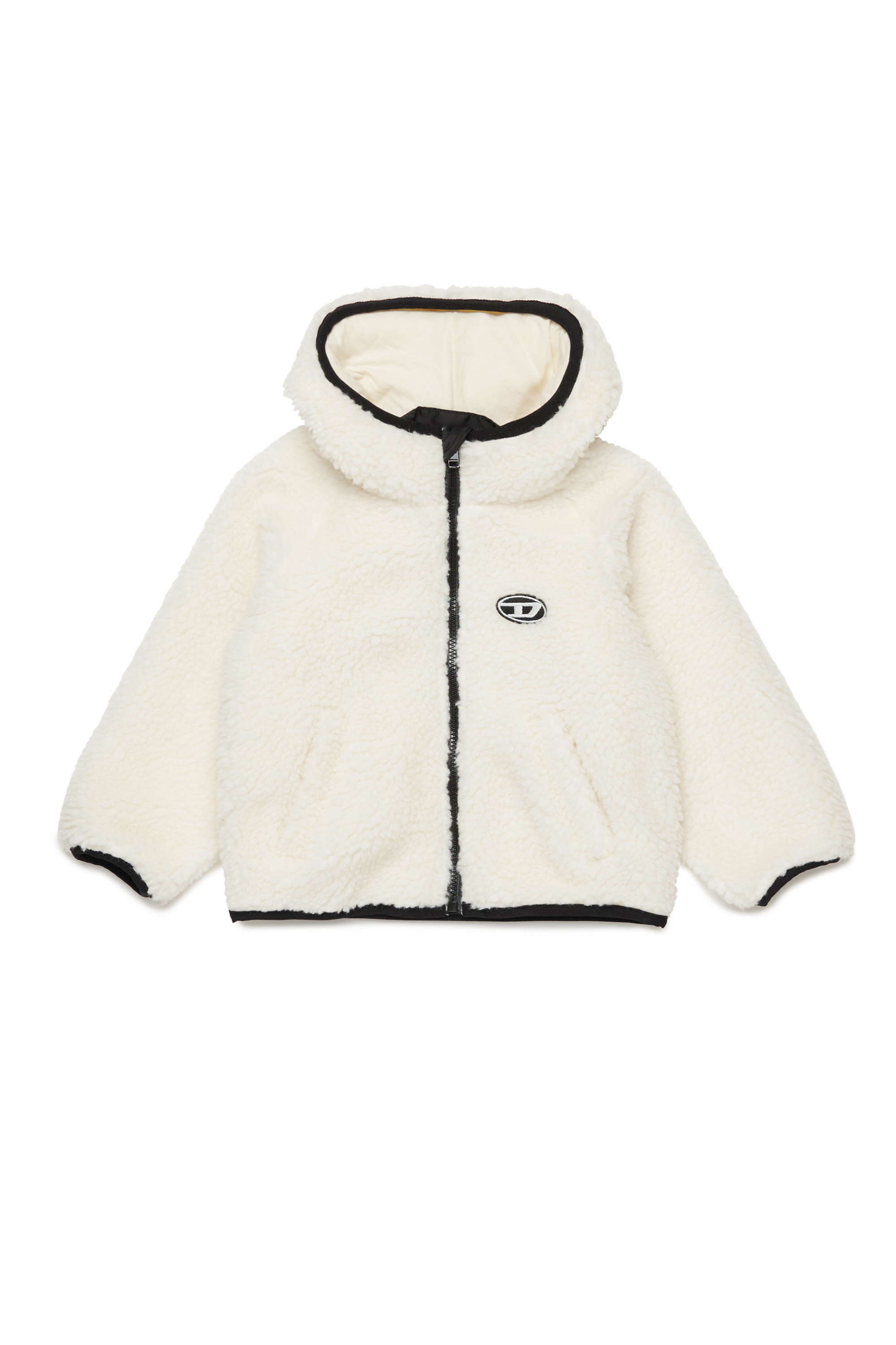 Diesel - JPOLAB, Unisex Jacke aus Teddy mit Kapuze und Oval D-Patch in Weiss - Image 1