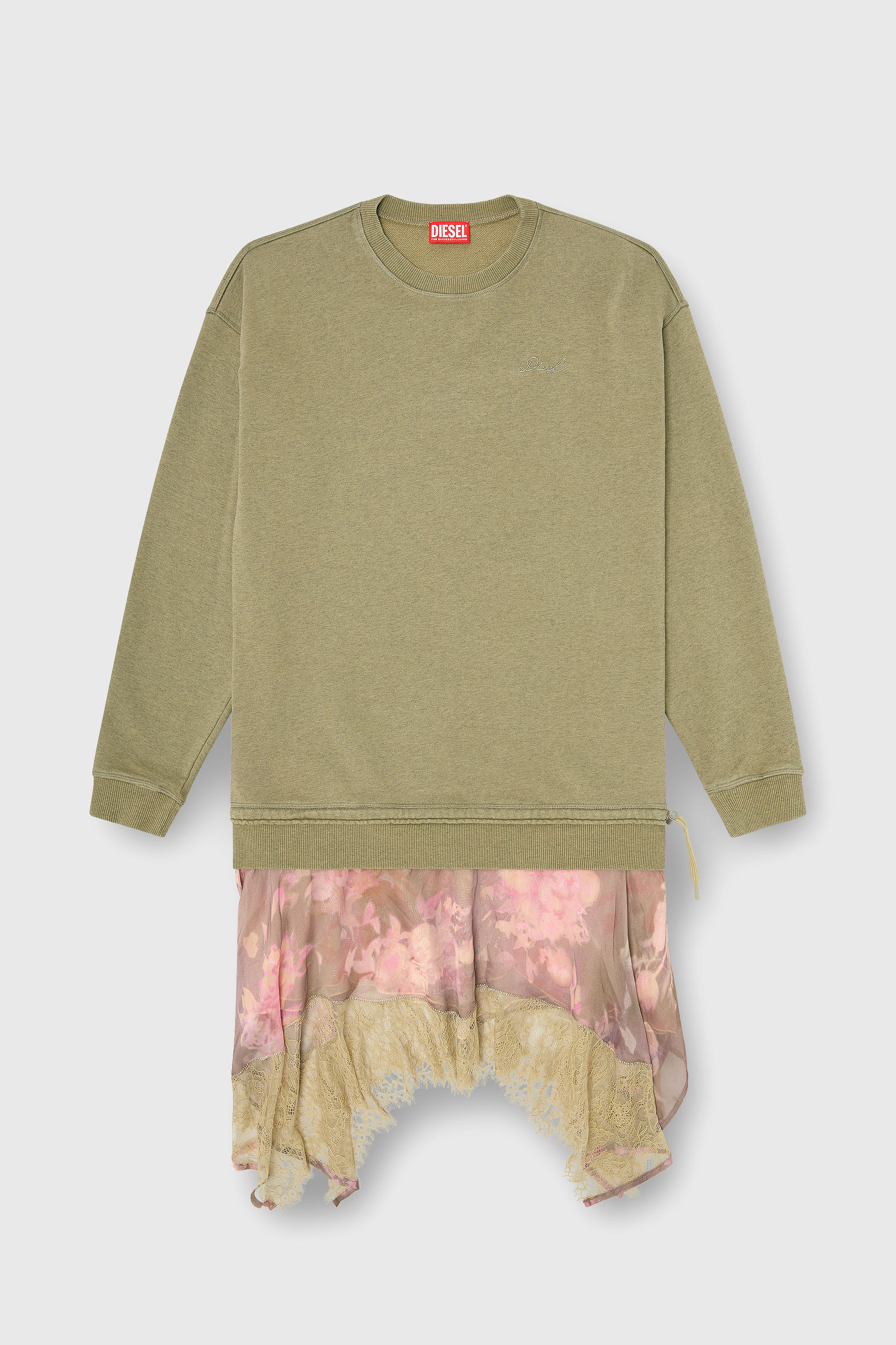 Diesel - D-ORELY, Abito felpa con gonna in chiffon e pizzo Donna in Multicolor - 1