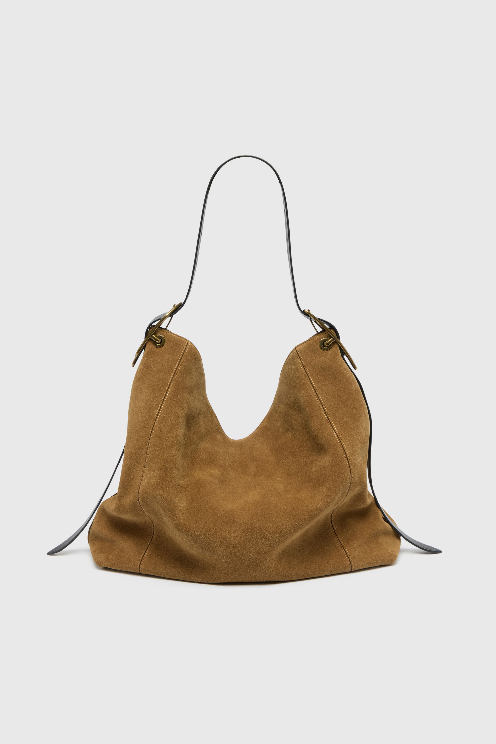 Diesel - D-LINE HOBO L, Damen D-Line Hobo-Tasche aus gewachstem Veloursleder in Hellbraun - 4