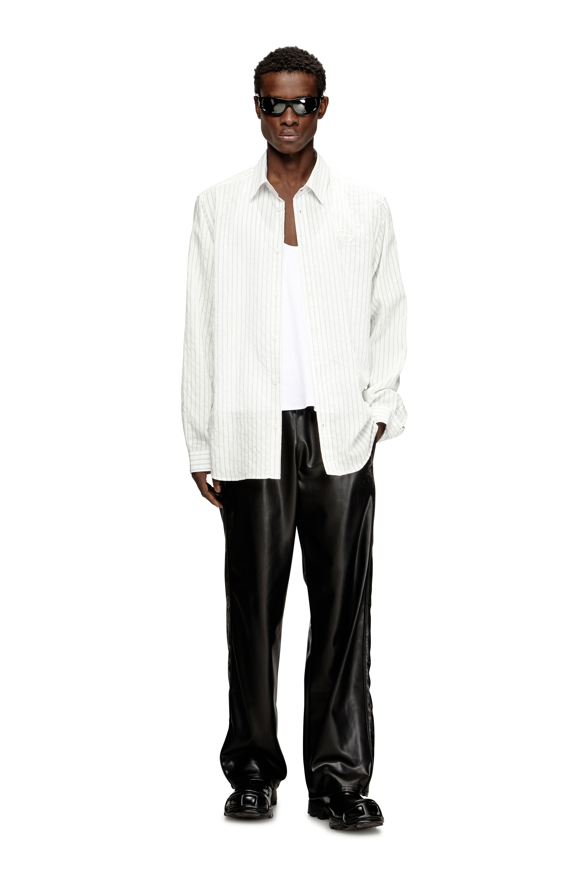 Diesel - S-SIMPLY-GSBG, Chemise en mélange de laine avec broderie Oval D. Homme in Polychrome - 1