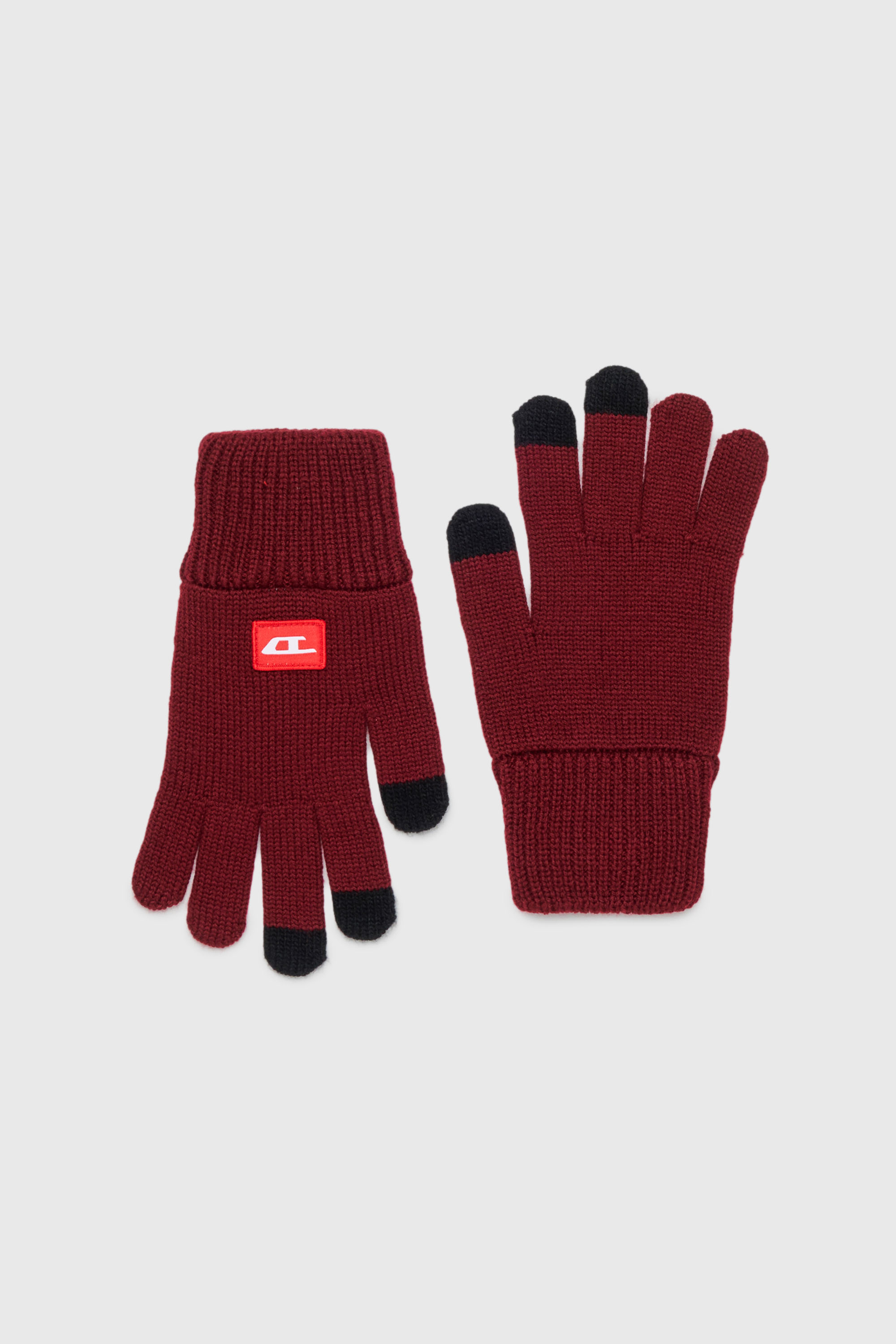 Diesel - NLOT, Gants tactiles en maille m&eacute;lang&eacute;e laine Mixte in Rouge - 1