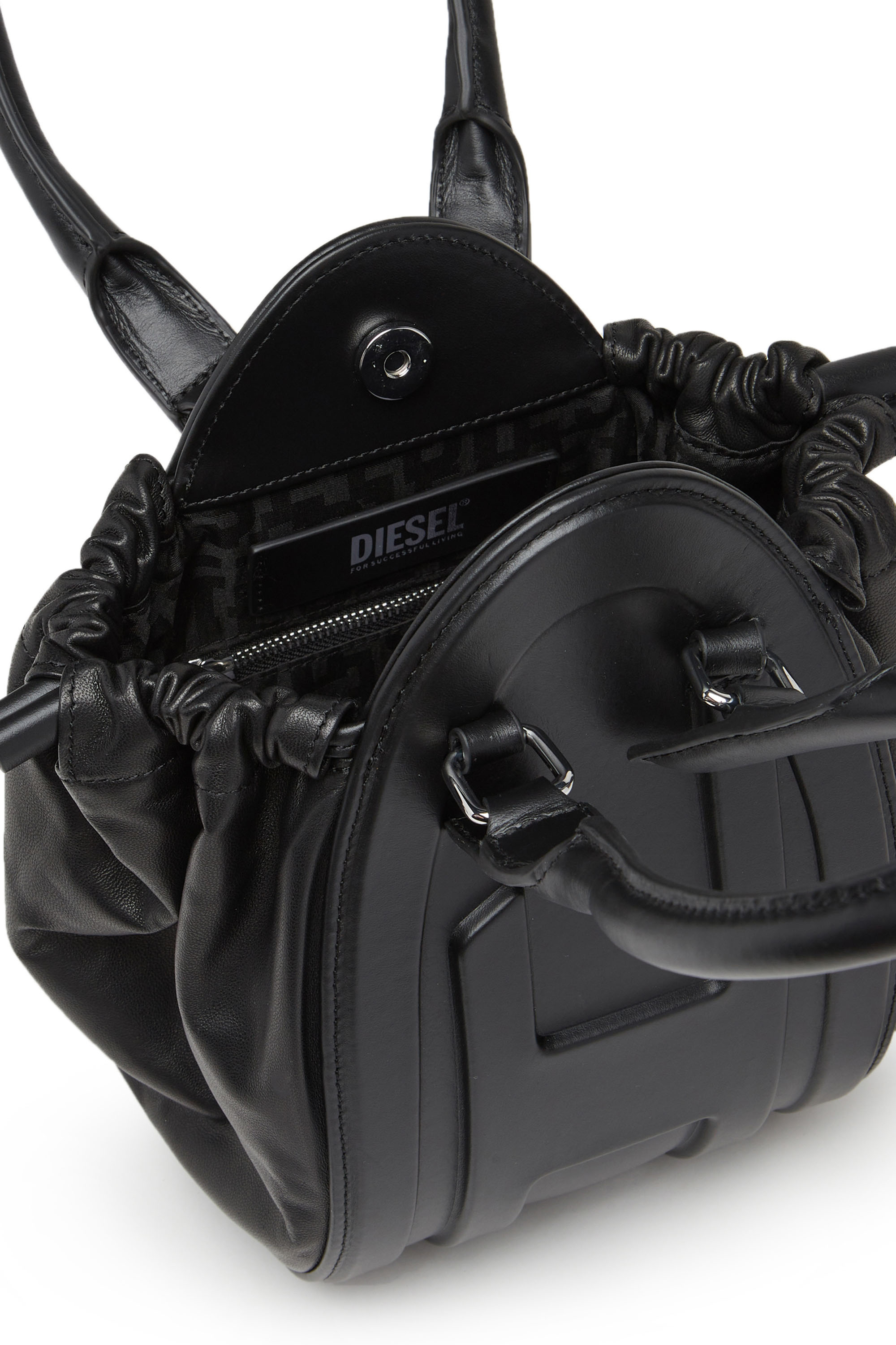 Diesel - 1DR-FOLD XS, Damen 1DR-Fold XS-Handtasche aus Nappa-Leder mit ovalem Logo in Schwarz - 3