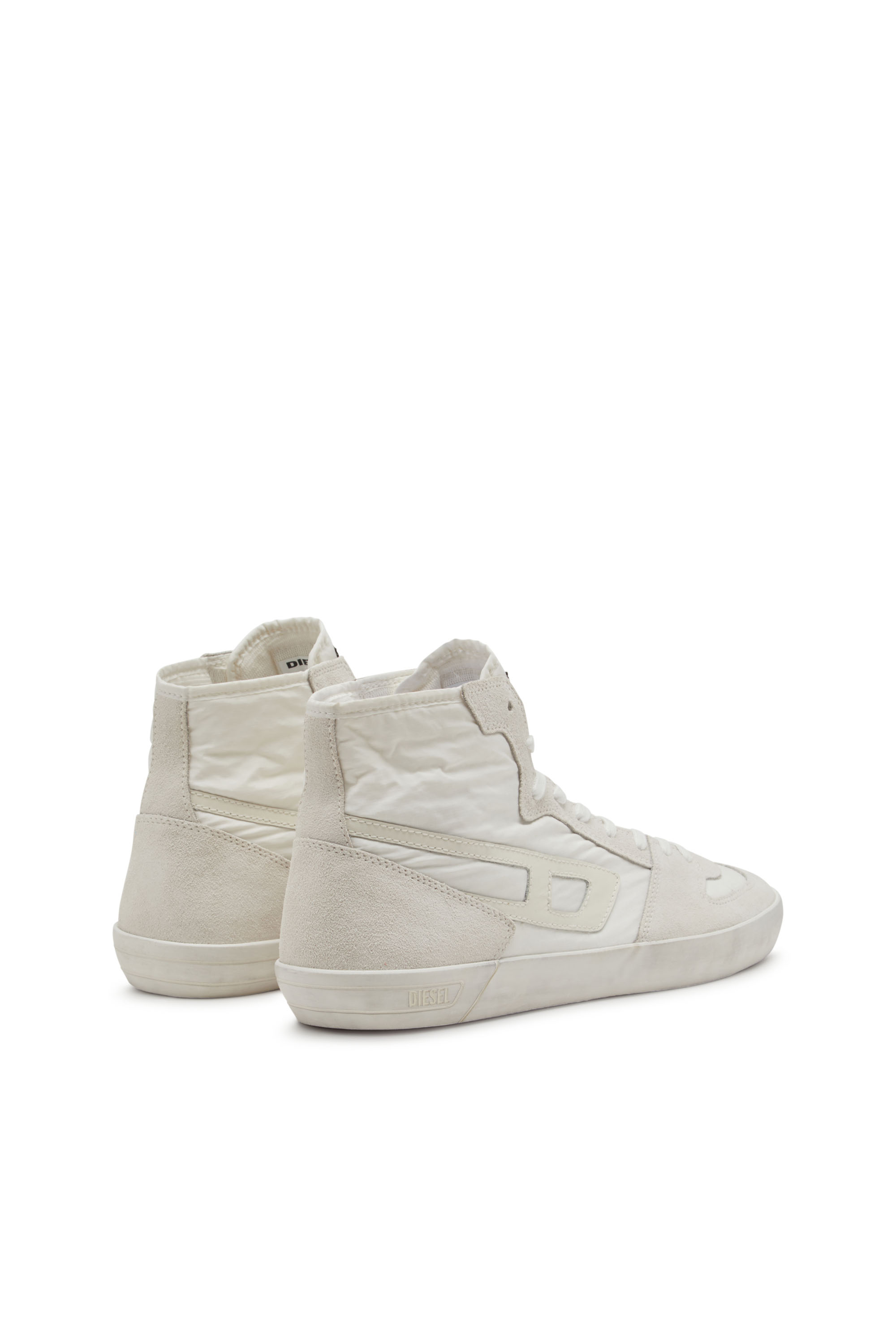 Diesel - S-LEROJI D-1 MID, Sneakers montantes matelassé en ripstop et cuir suédé Homme in Blanc - 3