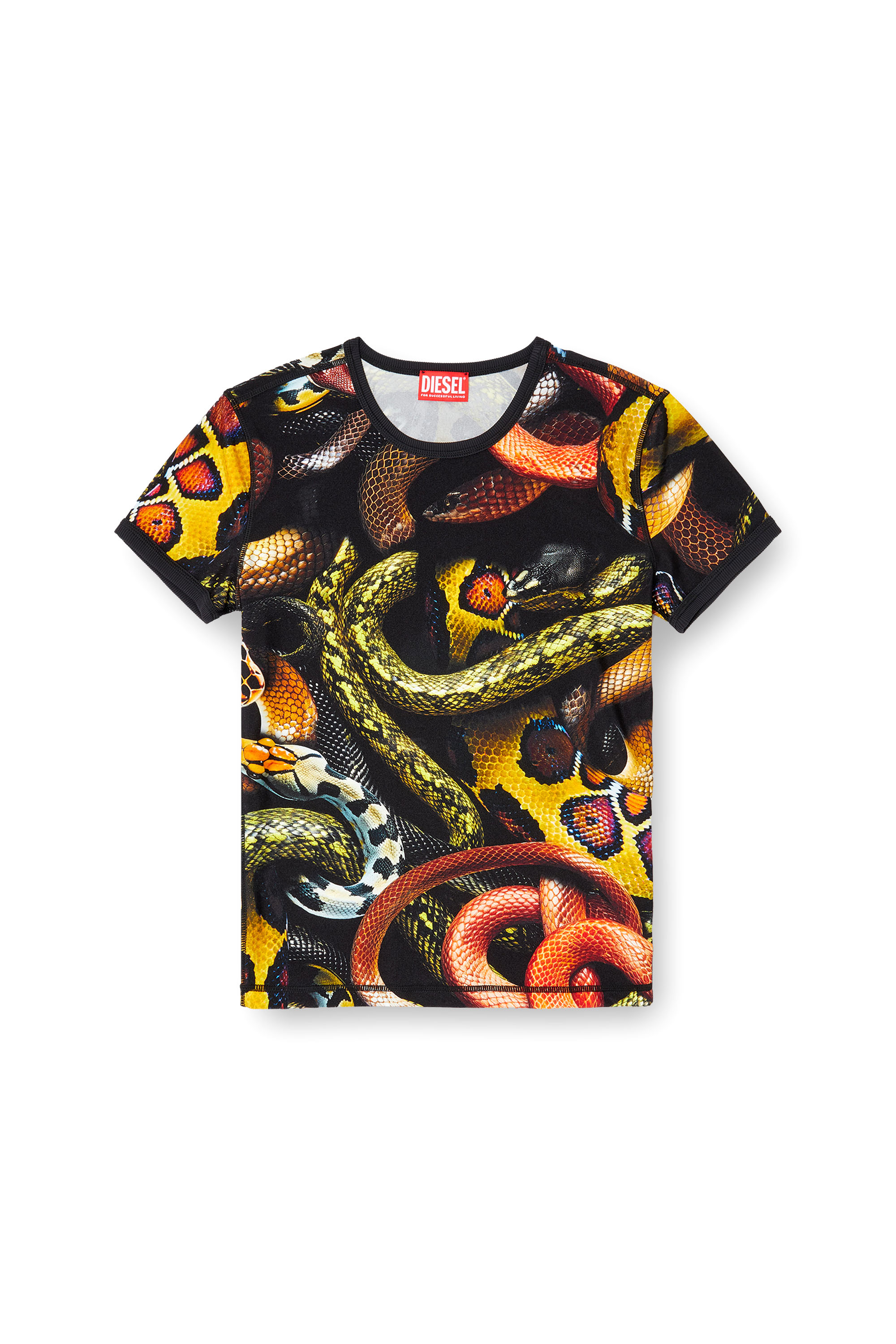 Diesel - CL-T-UNCLE-SNAKE, T-shirt in Lycra con stampa snake all-over Unisex in Multicolor - 3