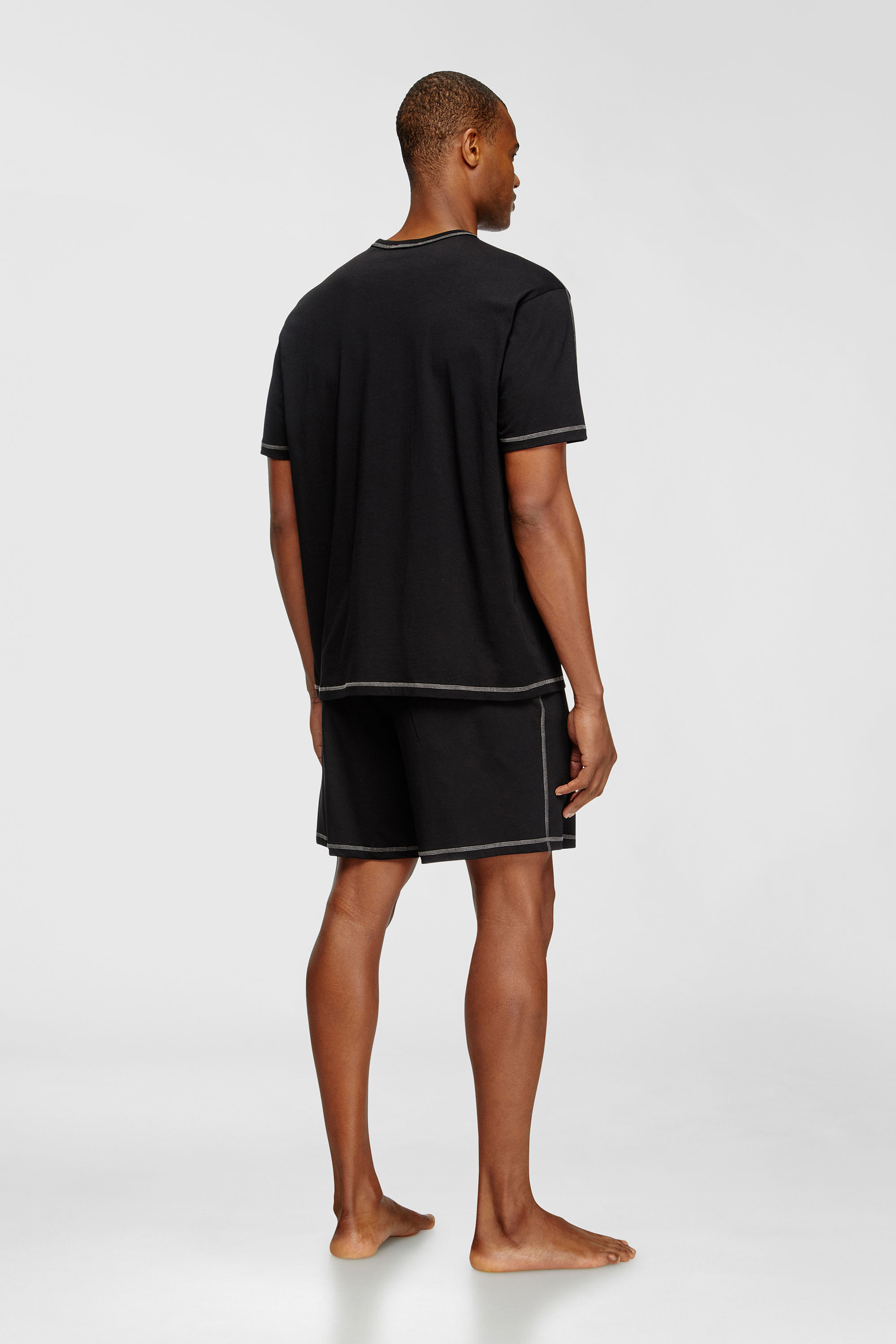 Diesel - SET-ADAM-D-CORE, Herren Kurze Pyjamas aus Baumwolljersey in Schwarz - 3