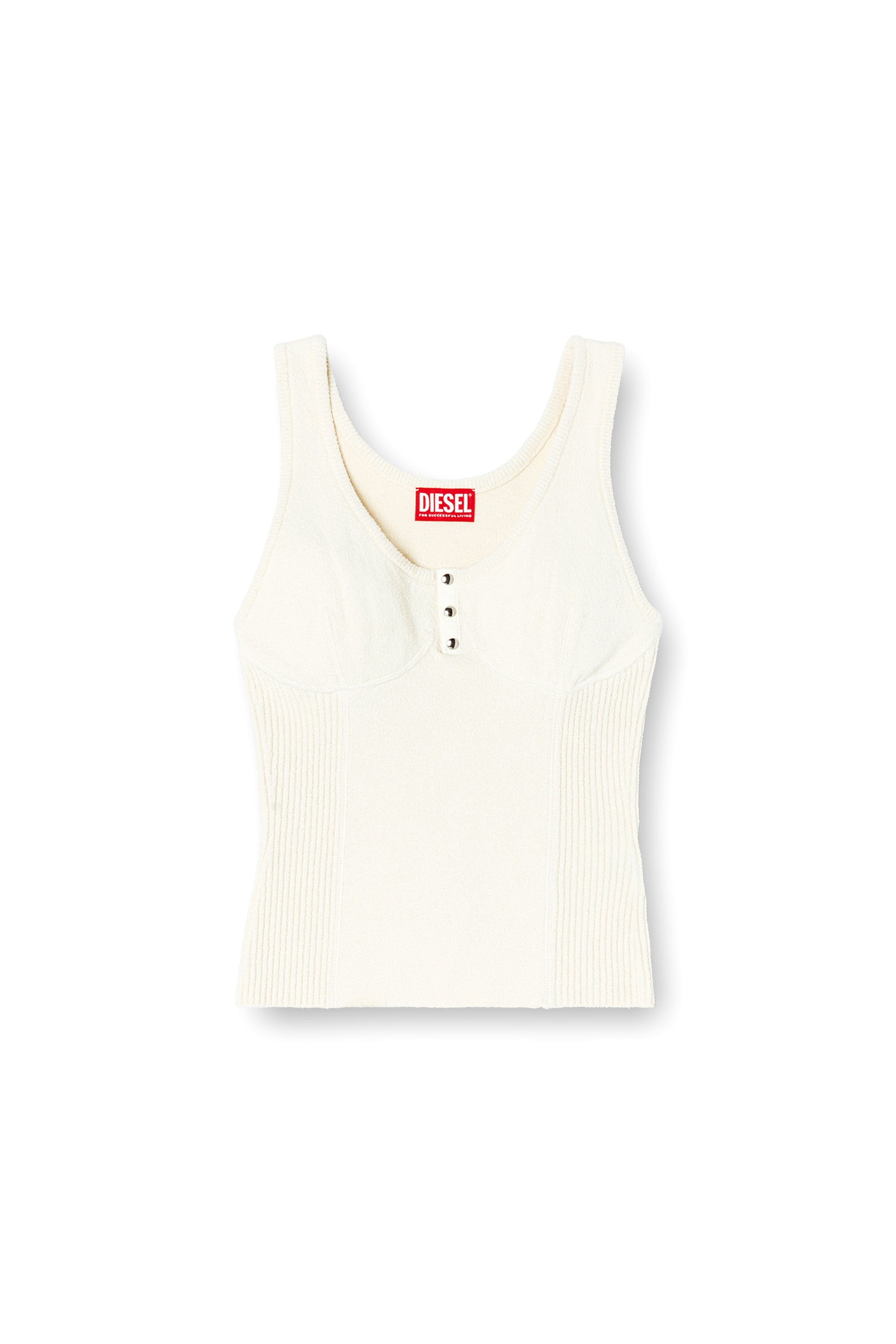 Diesel - M-LIANNE, Tank top a coste in stile bustier Donna in Bianco - 3