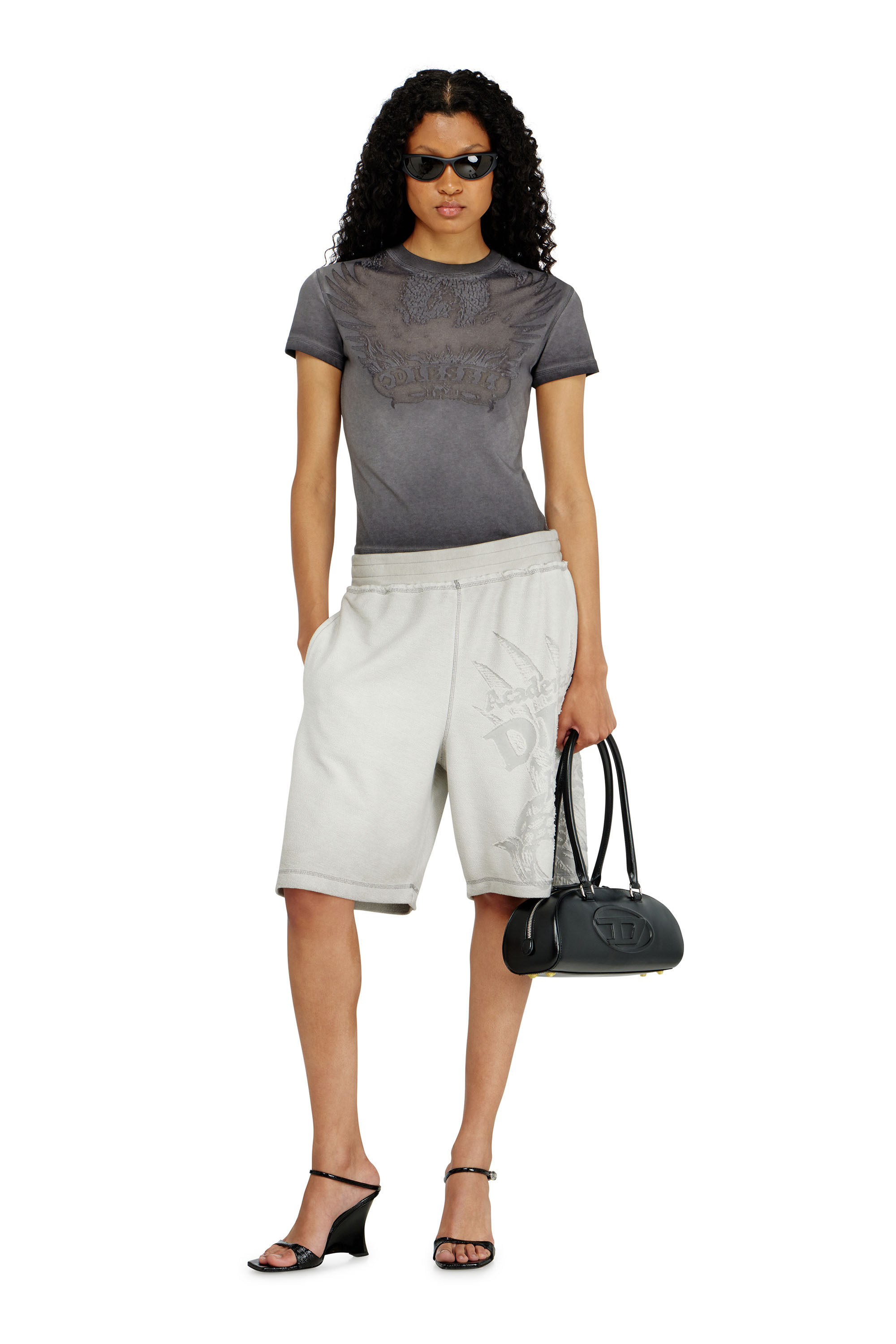 Diesel - T-ILA-AA7, Damen Slim T-shirt mit d&eacute;vor&eacute; Phoenix in null - 1