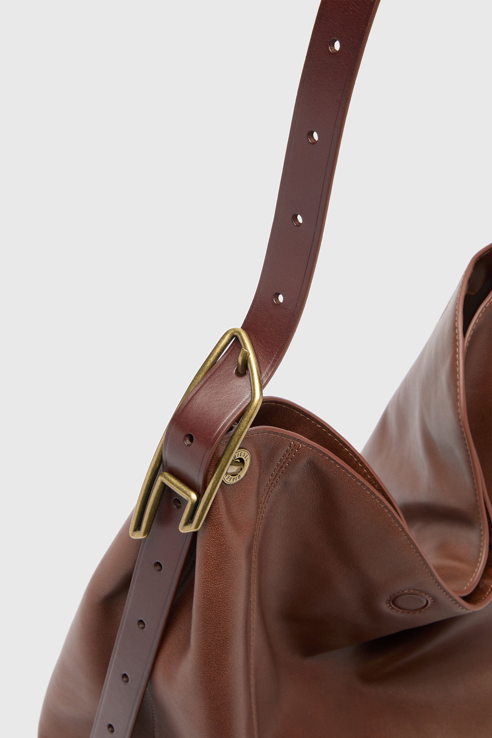 Diesel - D-LINE HOBO L, D-Line Sac hobo en cuir Femme in Marron - 2