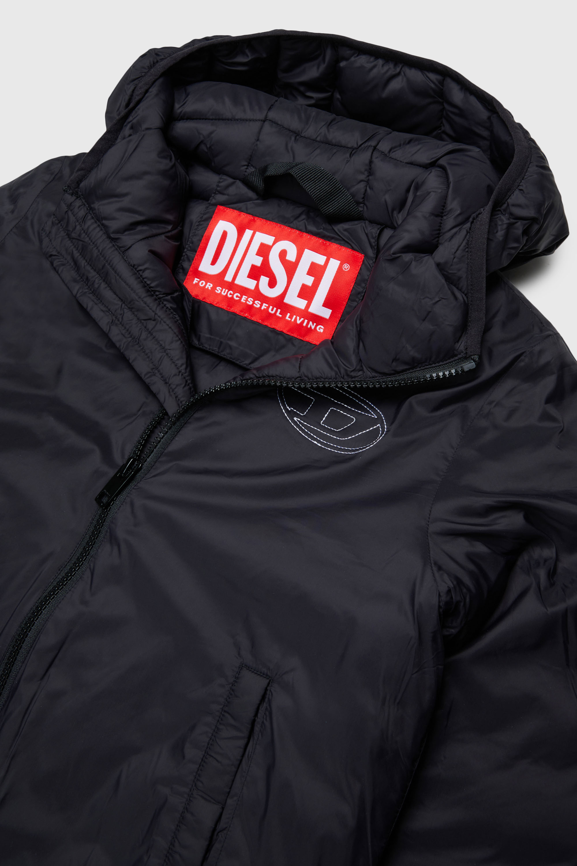 Diesel - JOSIPLS, Giacca con cappuccio in nylon imbottito Unisex in Nero - 3