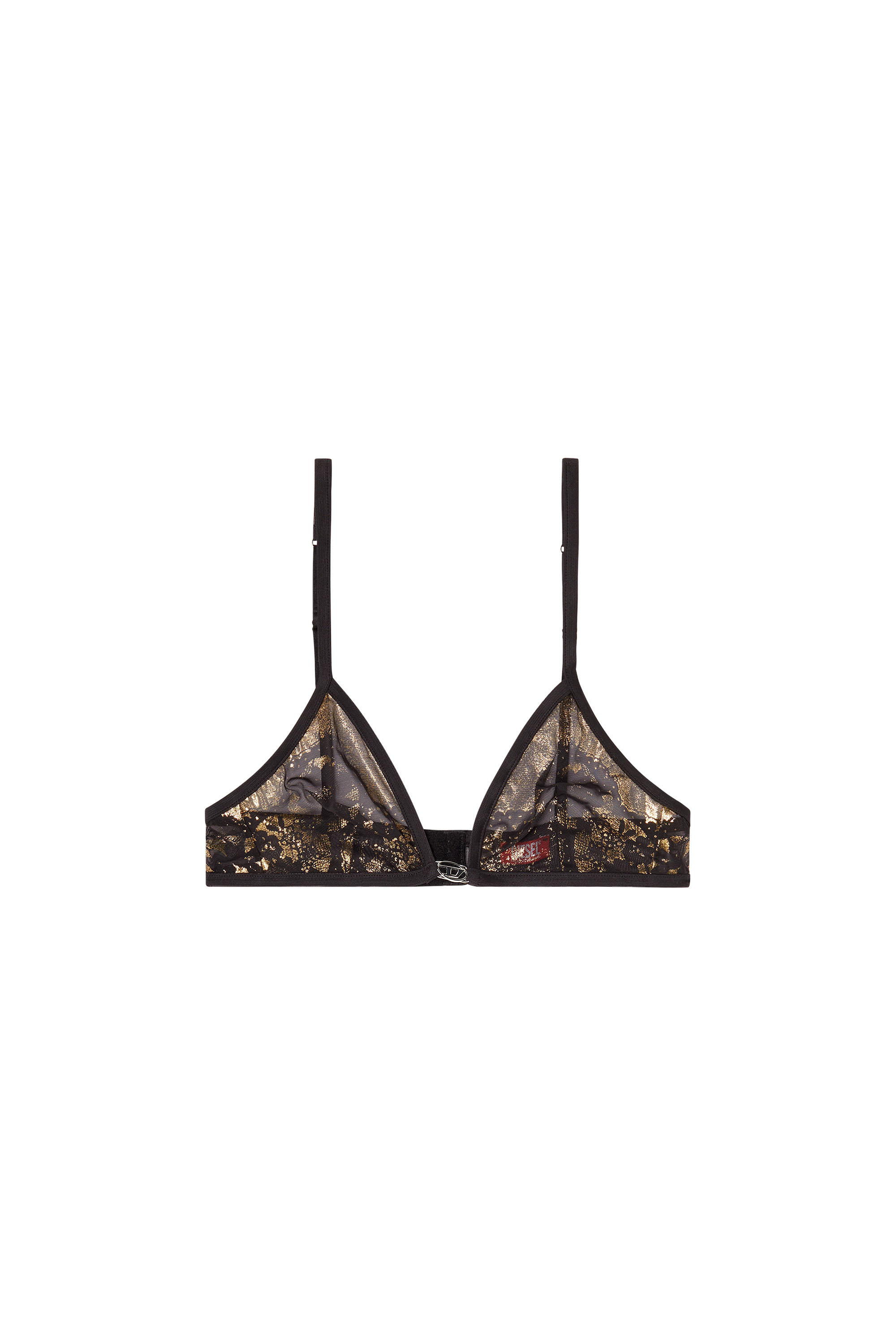 Diesel - LUNA-GFT, Soutien-gorge triangle en tulle stretch &agrave; effet m&eacute;tallis&eacute; Femme in Noir - 2
