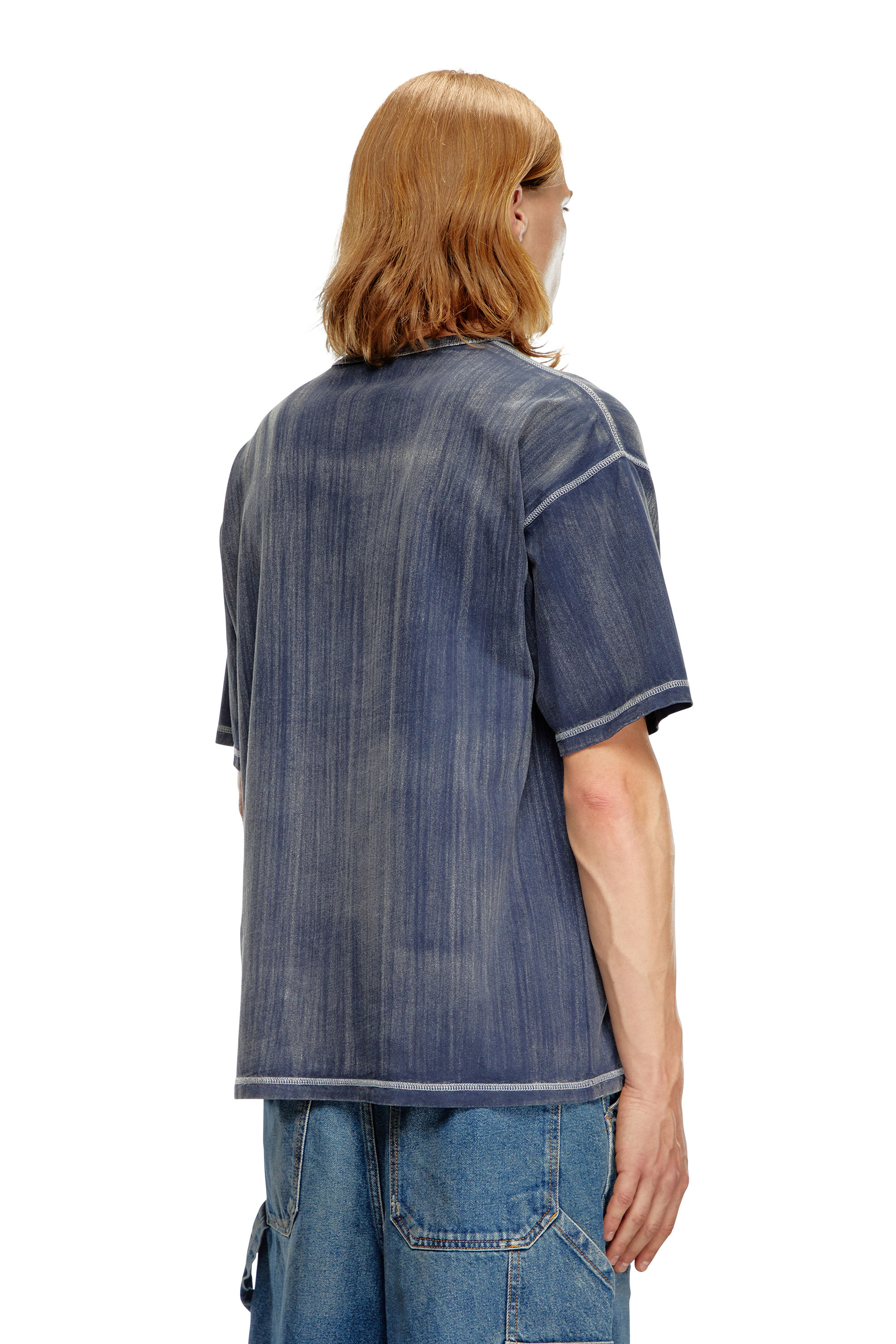 Diesel - T-BOXT-Q2, Uomo T-shirt trattata con logo flock in Blu - Image 4