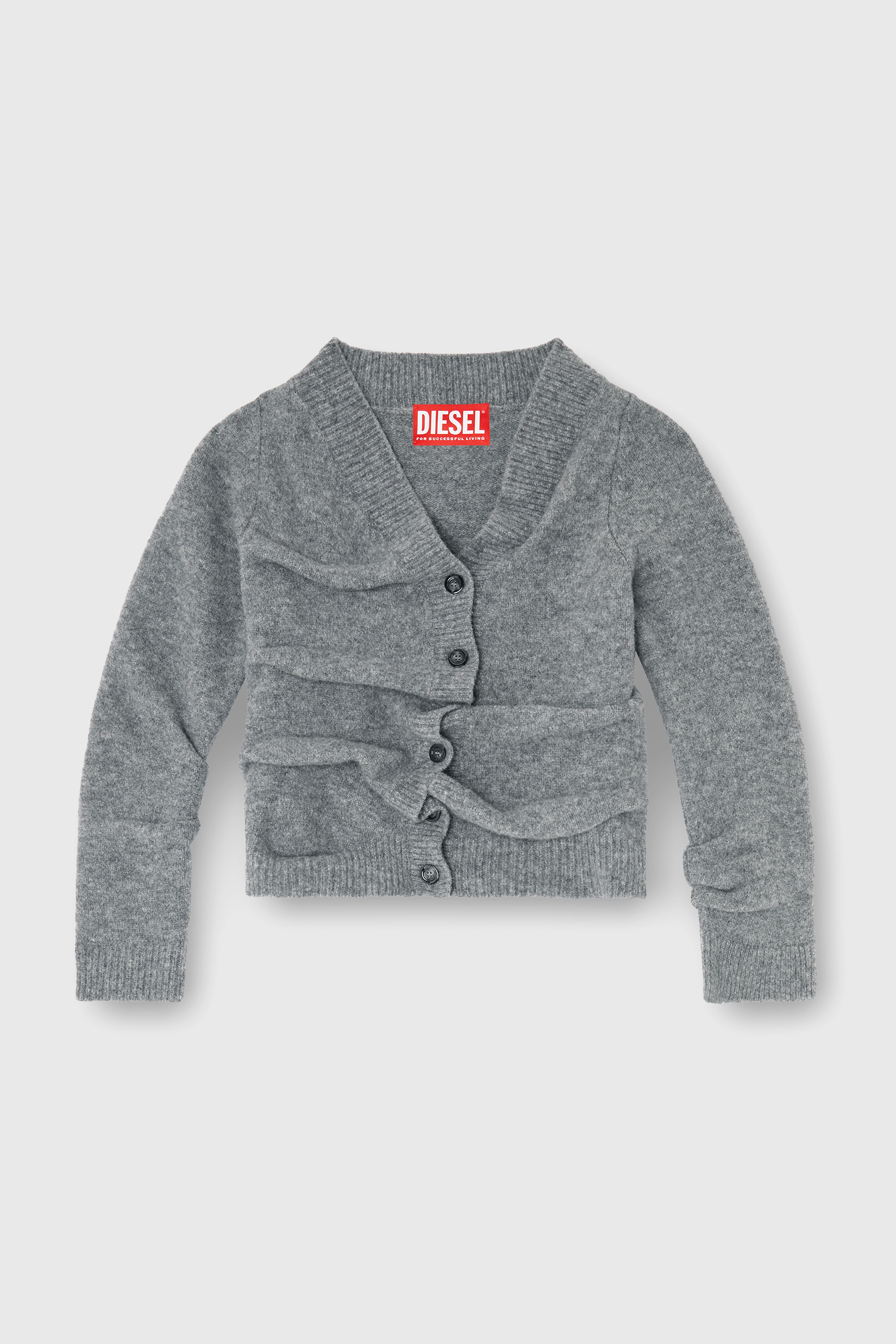 Diesel - M-AVA, Cardigan court en maille bouillie froiss&eacute;e Femme in Gris - 1