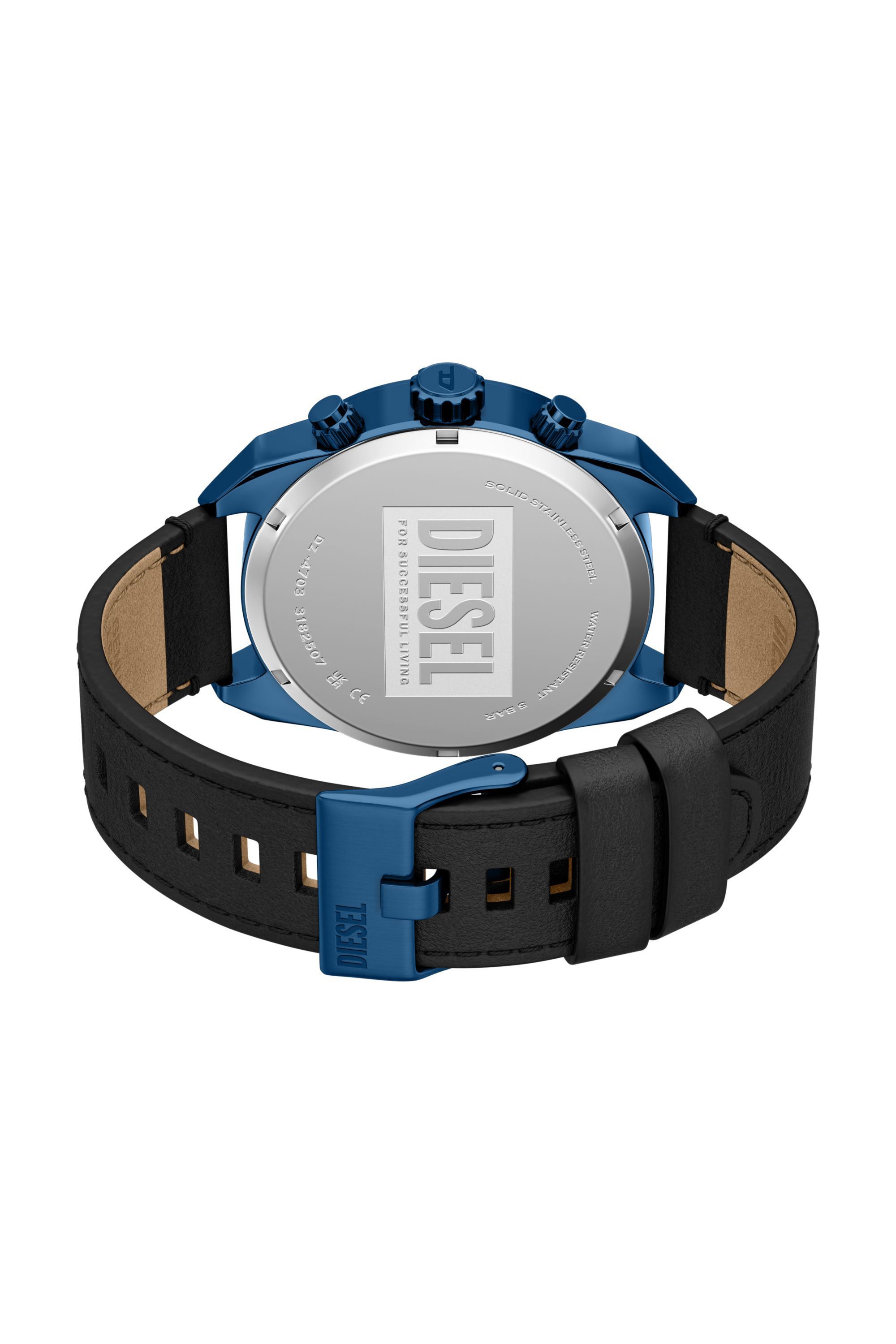 Diesel - DZ4703 WATCH, Montre Spiked noire &agrave; bracelet en cuir Homme in Polychrome - 5