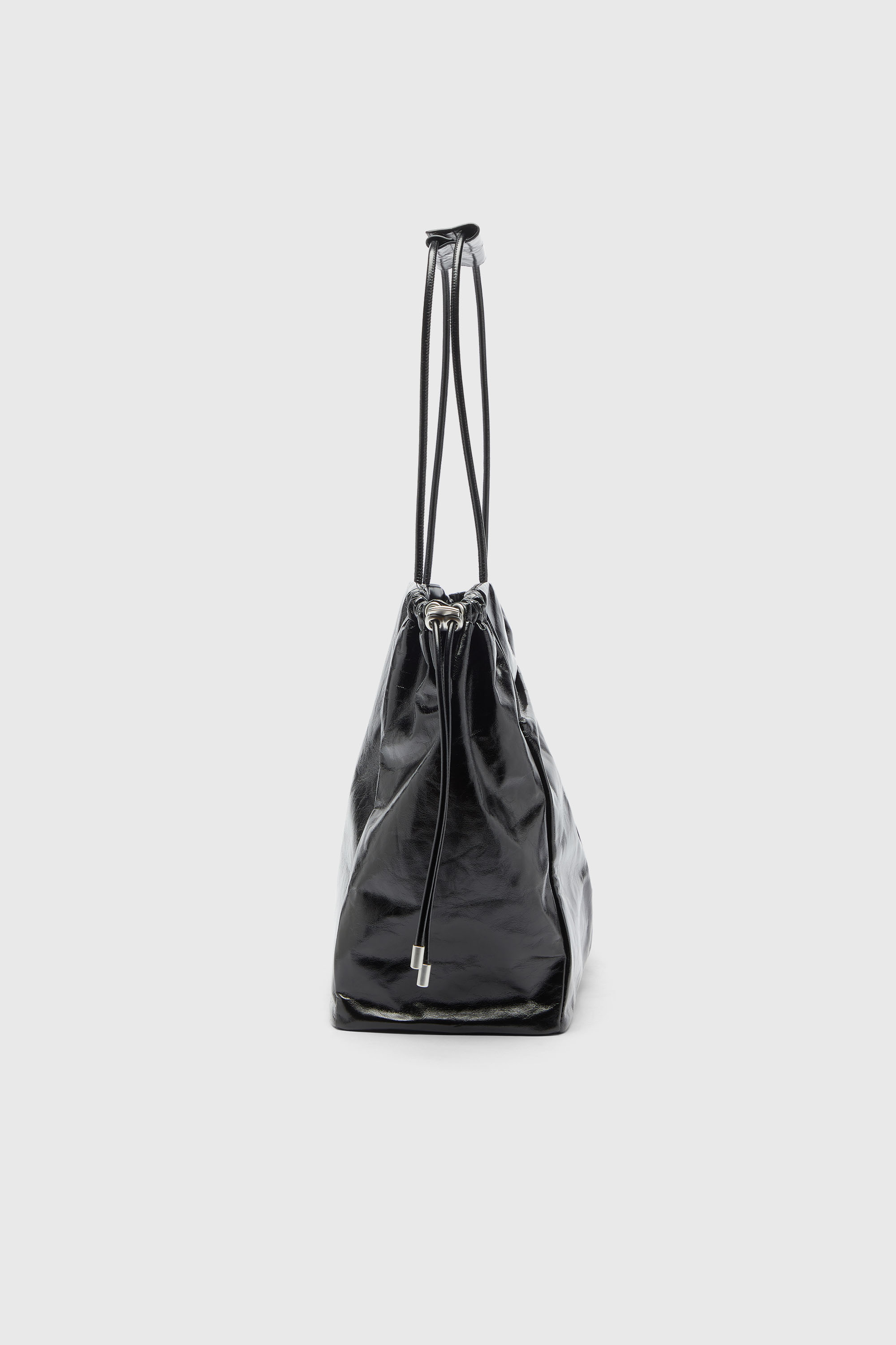 Diesel - SCRUNCH-D TOTE E/W, Scrunch-D - Borsa tote in pelle lucida effetto stropicciato Donna in Nero - 4