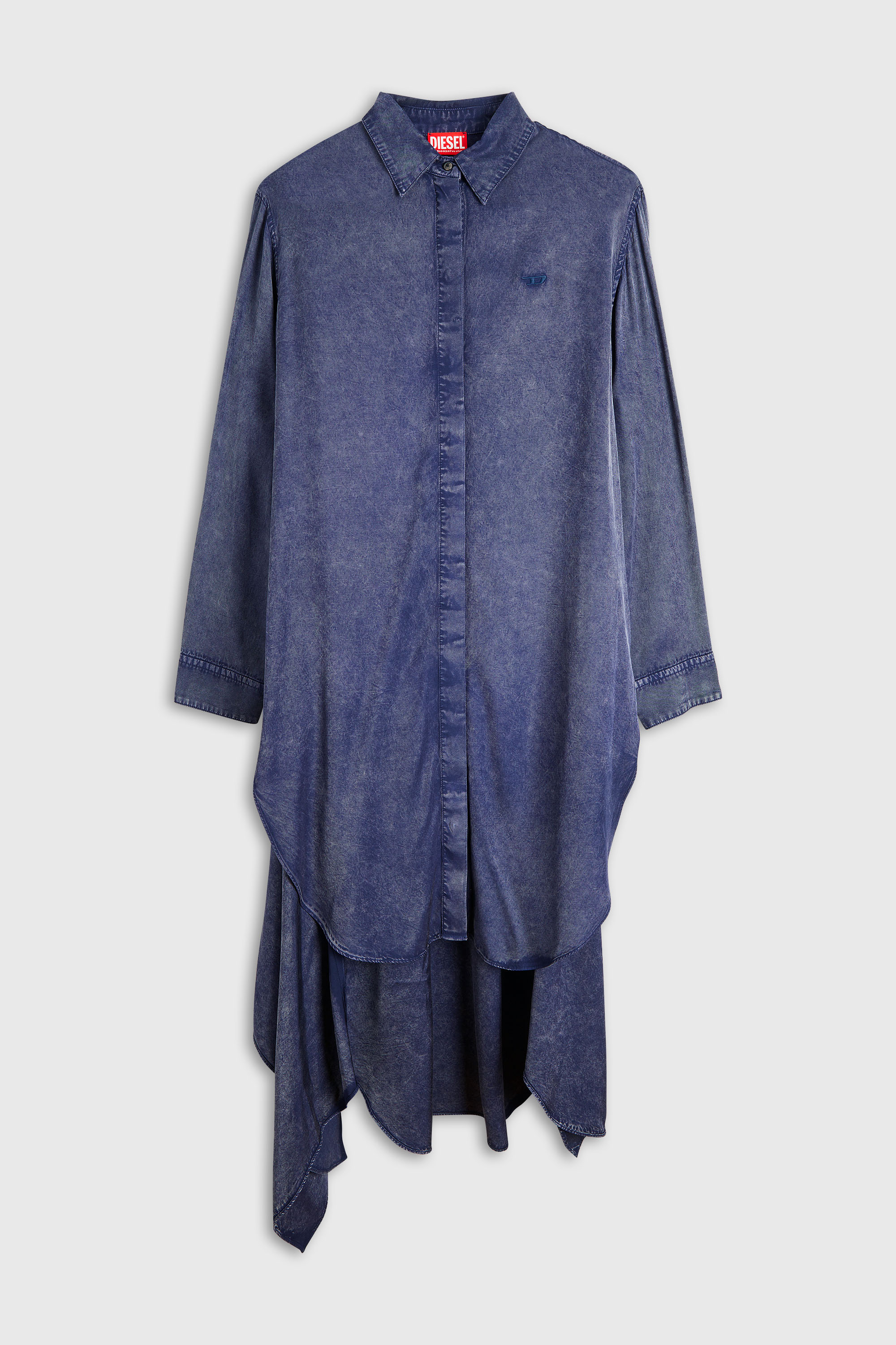 Diesel - D-ILETTA-B2, Robe-chemise midi en viscose effet denim Femme in Bleu - 1