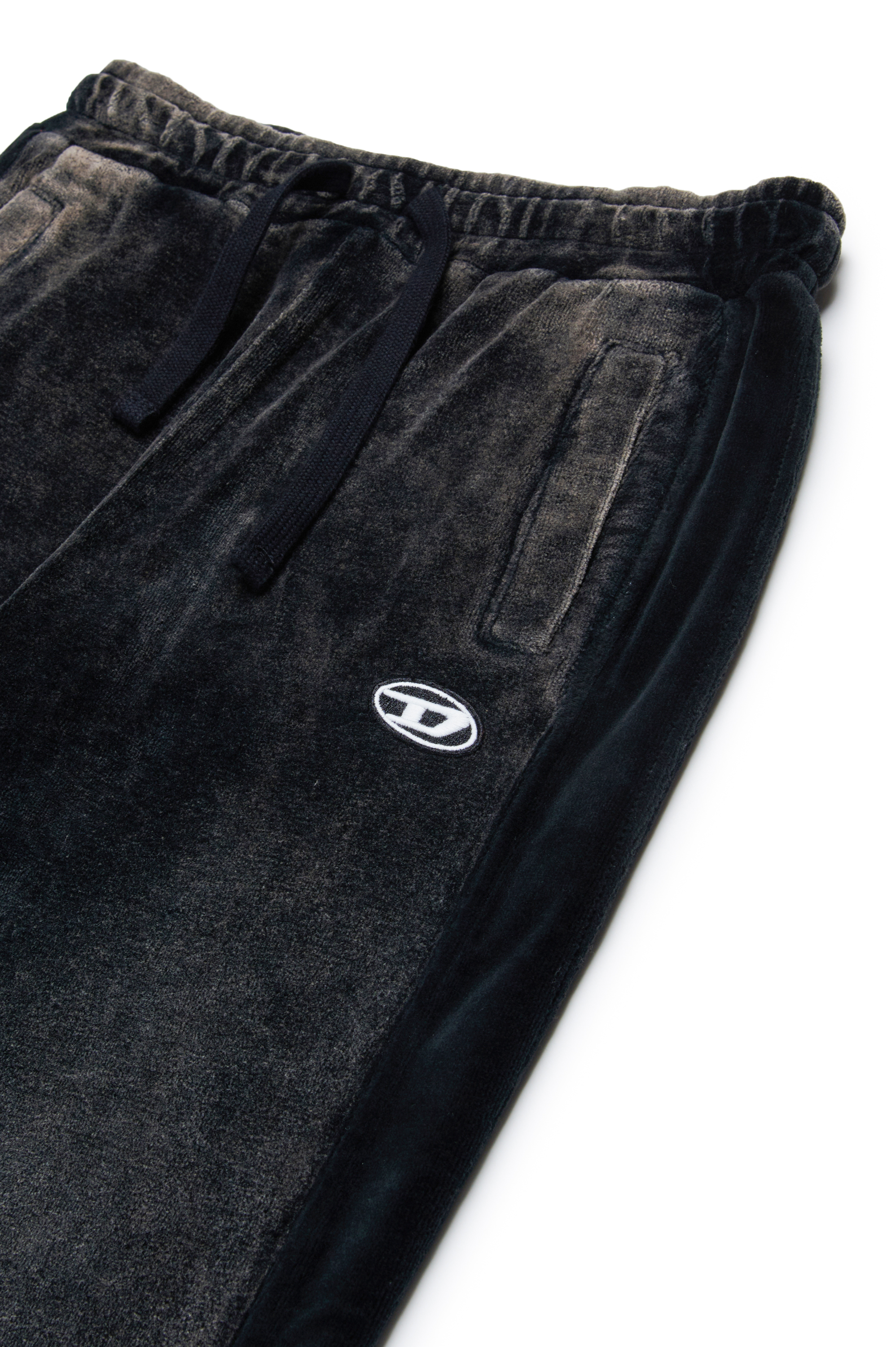 Diesel - PZAMPBAND, Pantalon de survêtement délavé en chenille Mixte in Noir - 3