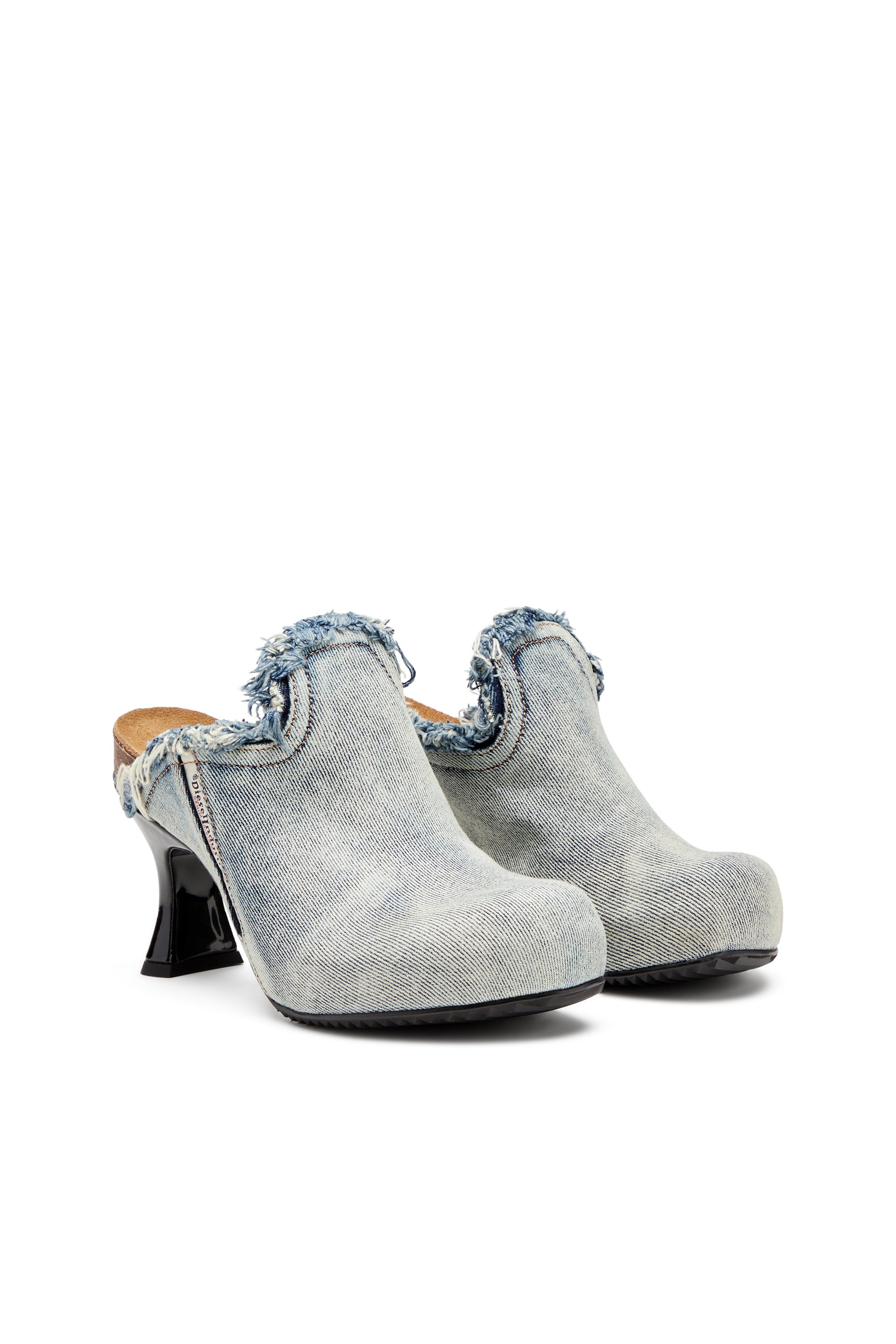 Diesel - D-WOODSTOCK ML W, Damen D-Woodstock-Pantoletten aus ausgefranstem Denim in Hellblau - 2