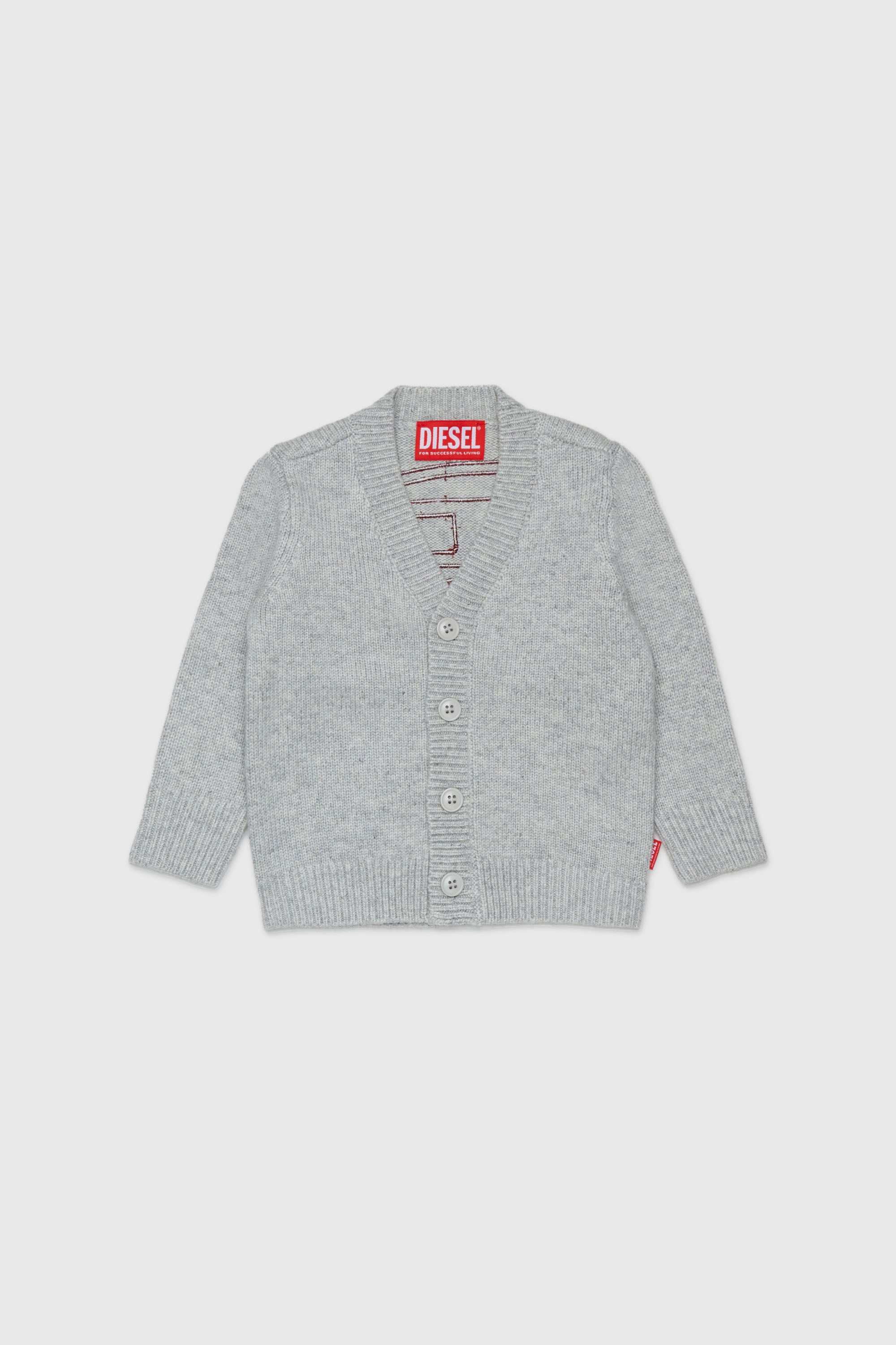 Diesel - KOLYB, Cardigan enrichi de cachemire avec grand Oval D Homme in Gris - 1