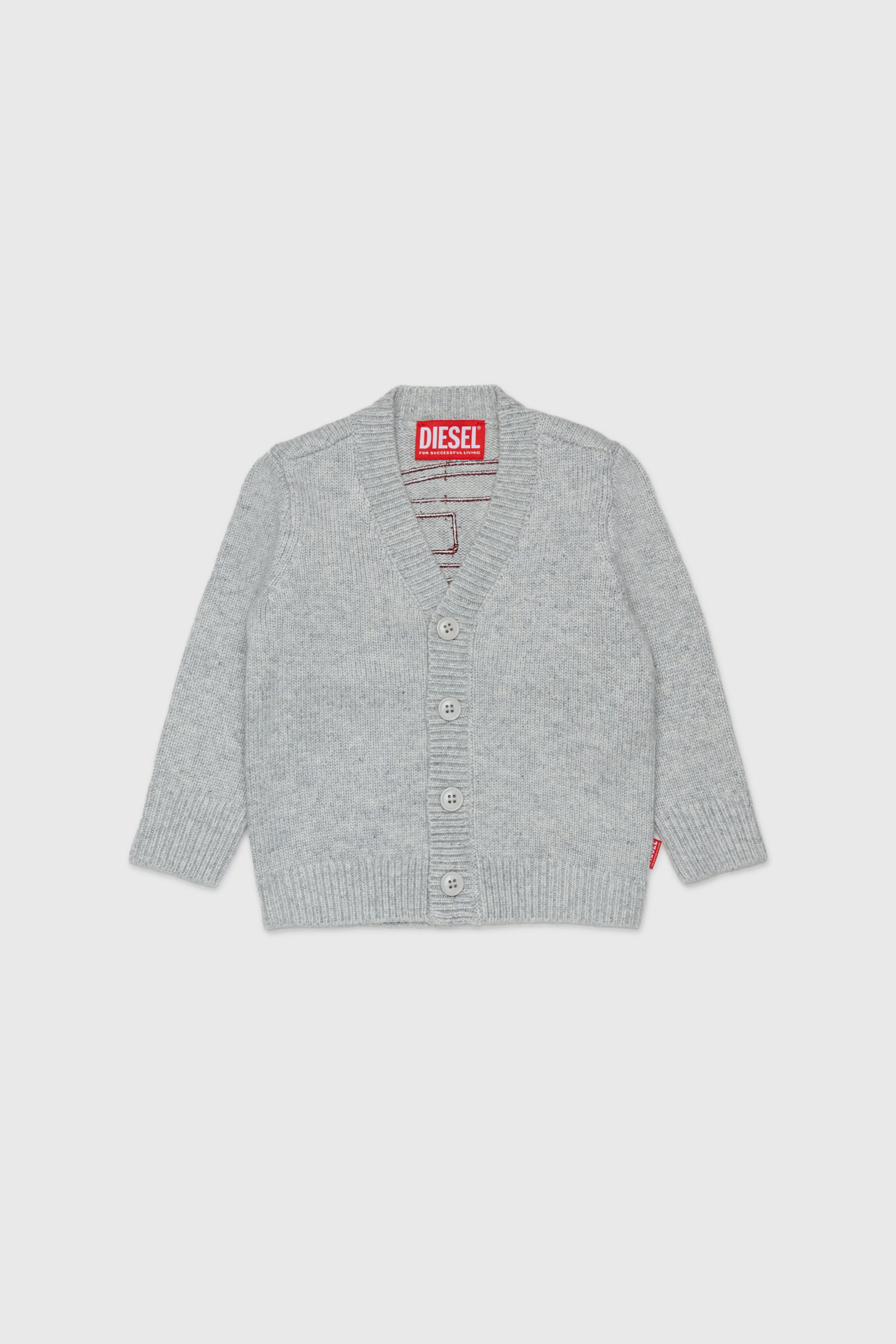 Diesel - KOLYB, Herren Cashmere-angereicherte Strickjacke mit gro&szlig;em Oval D in Grau - 1